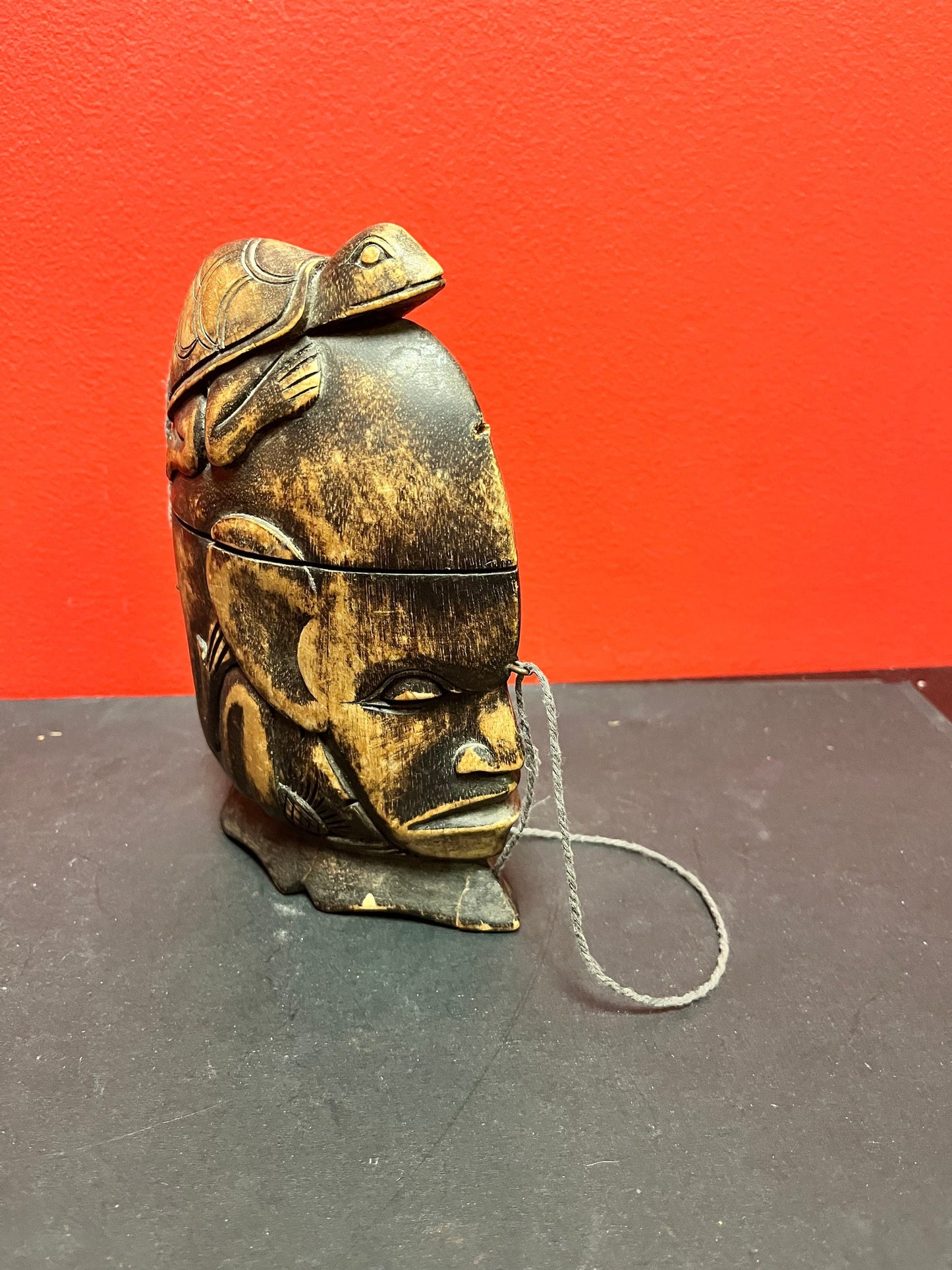 Older cool 8 inch tall oceanic wood box great detail and probably for medicine  wow