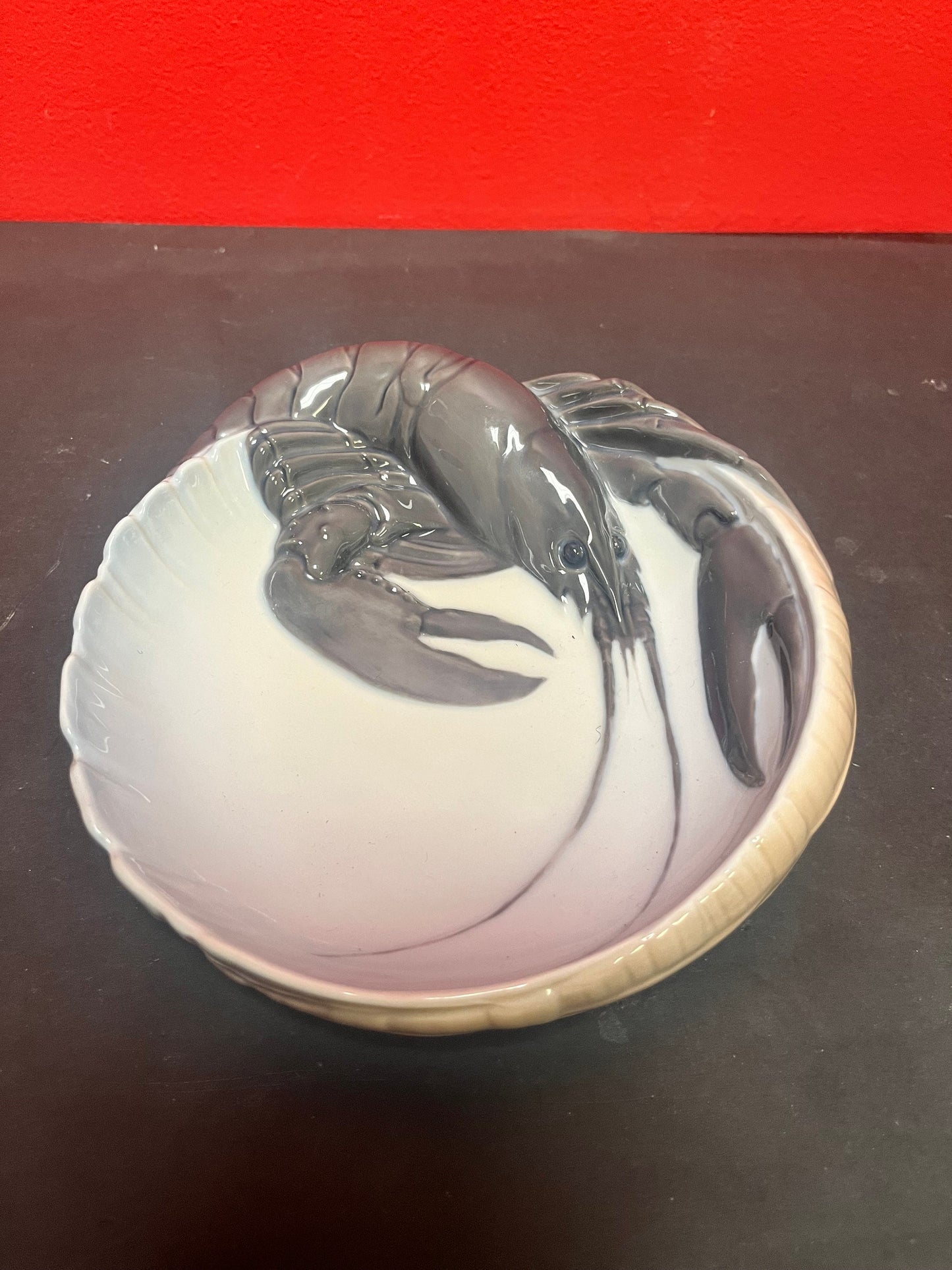 8 inch long royal Copenhagen  lobster bowl  great condition  unique piece