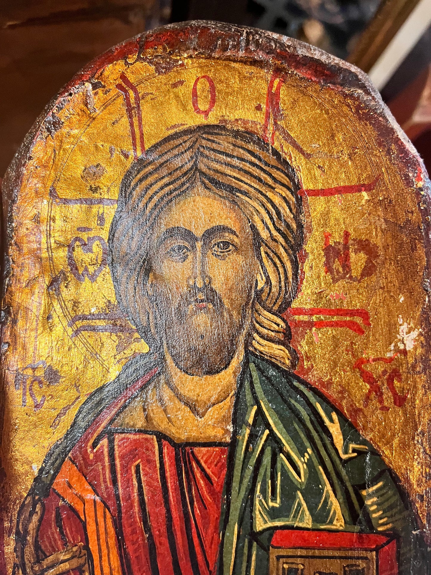 Stunning museum quality 8 x 6.5 authentic 17 century Bulgarian travel religious icon  Wonderful patina  with provenance