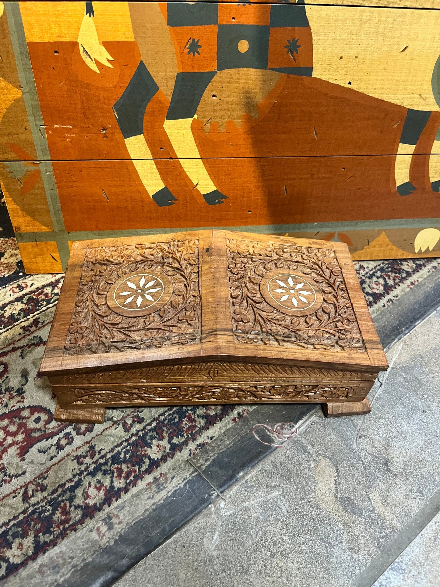 Lovely Indian 10 x 5 x 3 inch  high wooden box  Classic and beautiful