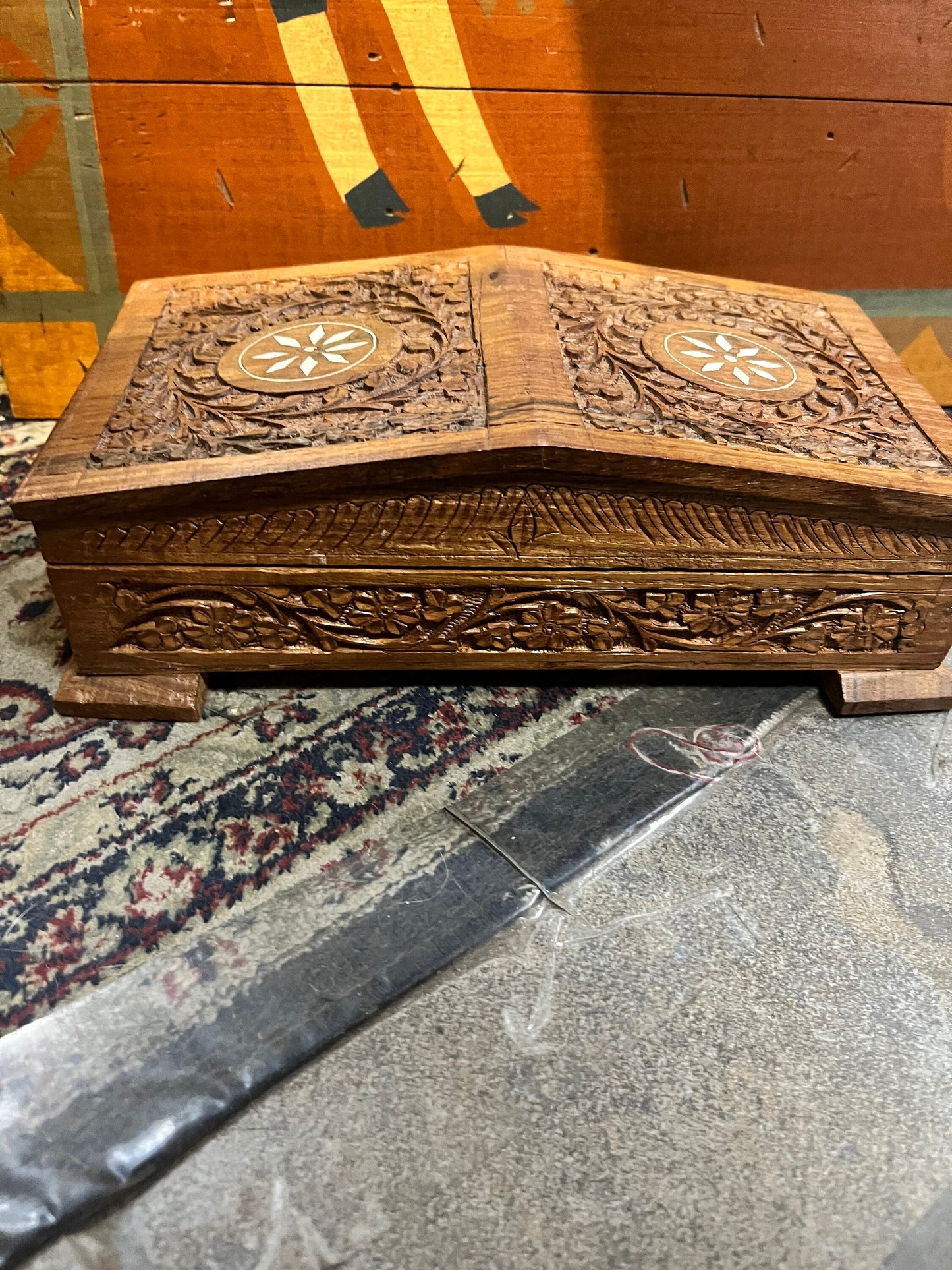 Lovely Indian 10 x 5 x 3 inch  high wooden box  Classic and beautiful