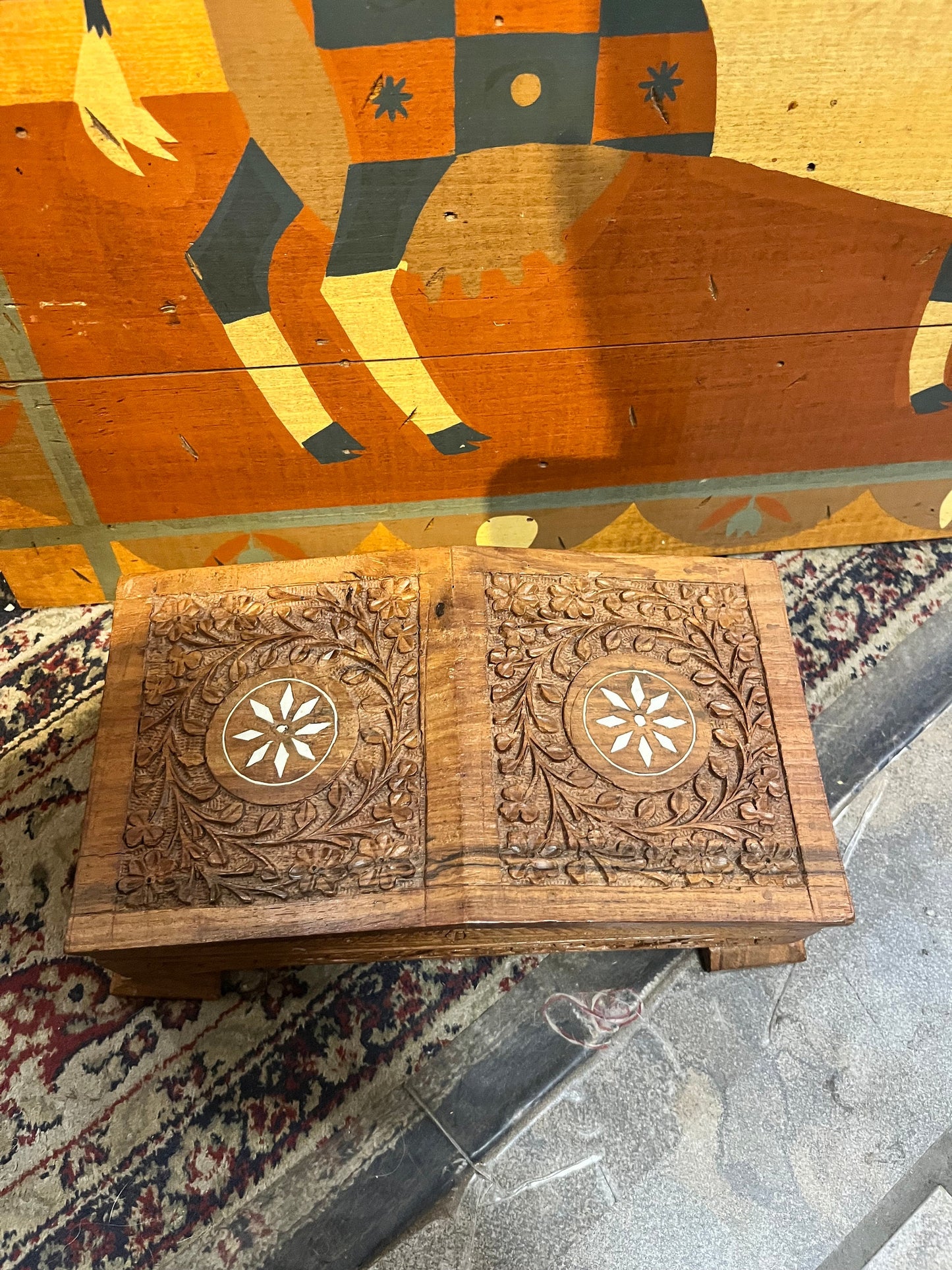 Lovely Indian 10 x 5 x 3 inch  high wooden box  Classic and beautiful