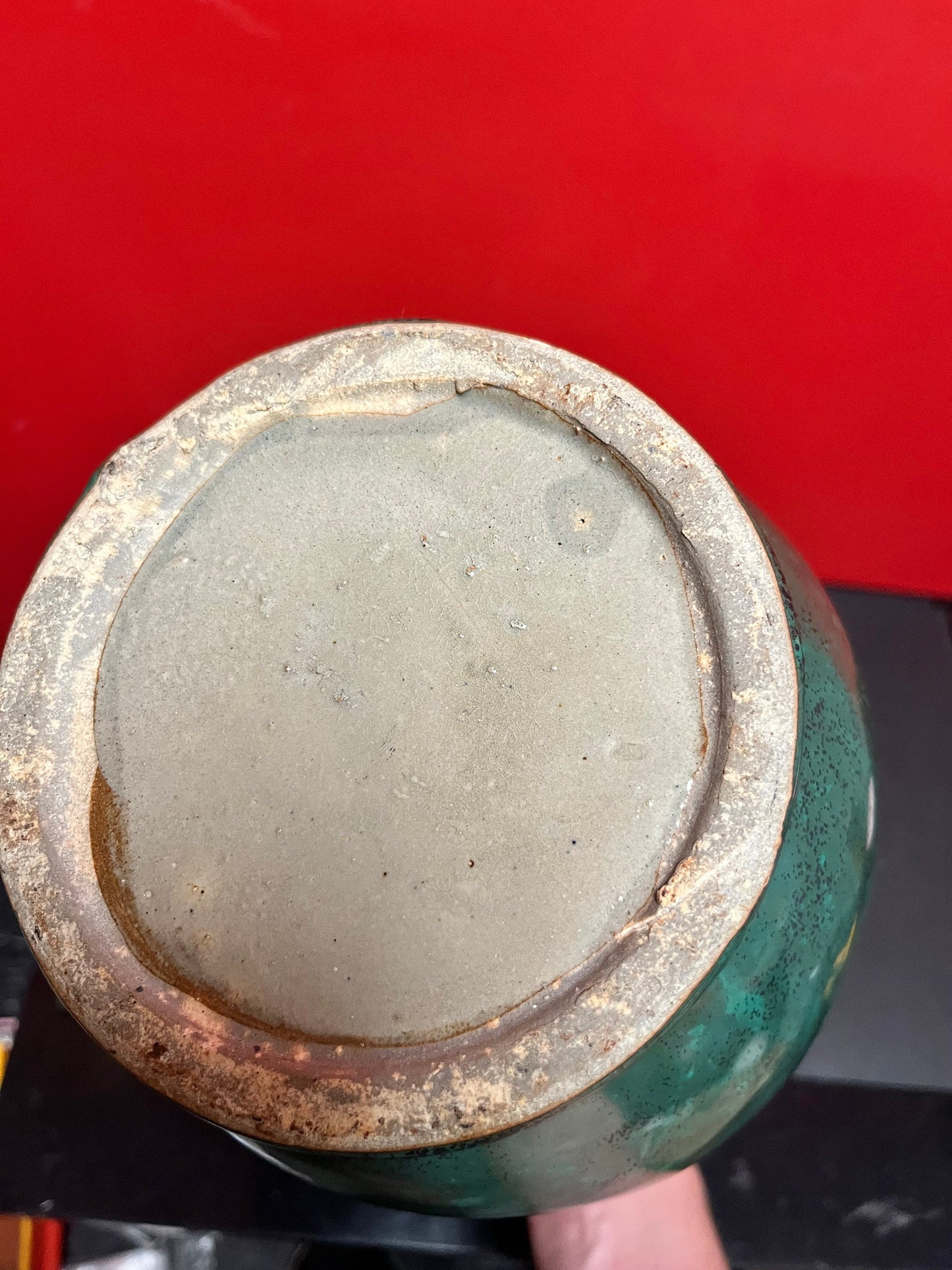 A  Stunning Chinese 13 inch tall antique Ming dynasty style double handled vase  impressive size and good condition intense glaze