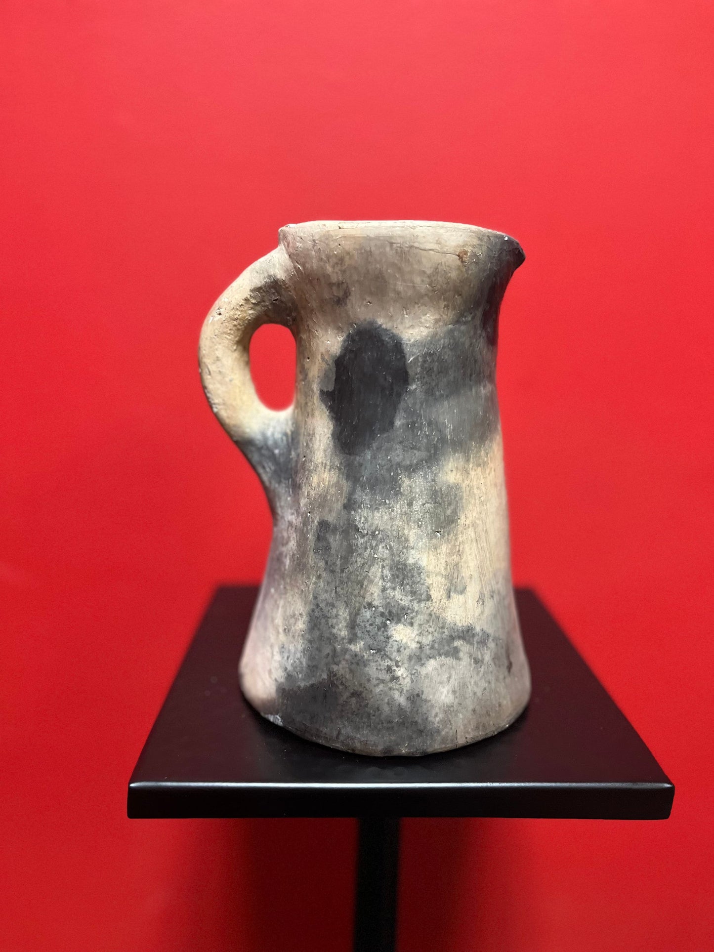 Fabulous 8 inch tall, Tunisian clay jug  amazing patina  wow