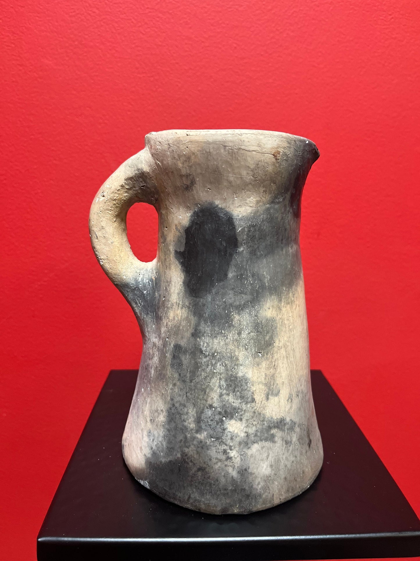 Fabulous 8 inch tall, Tunisian clay jug  amazing patina  wow