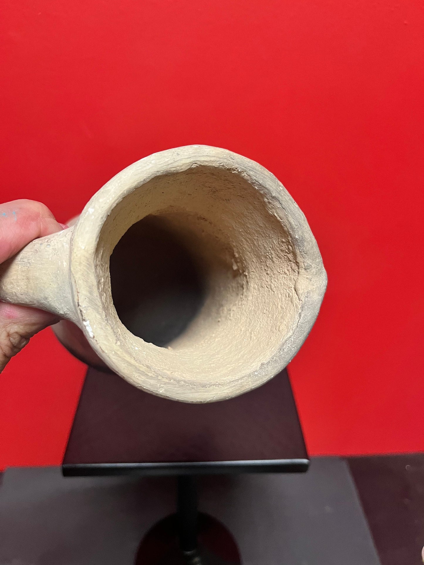 Fabulous 8 inch tall, Tunisian clay jug  amazing patina  wow