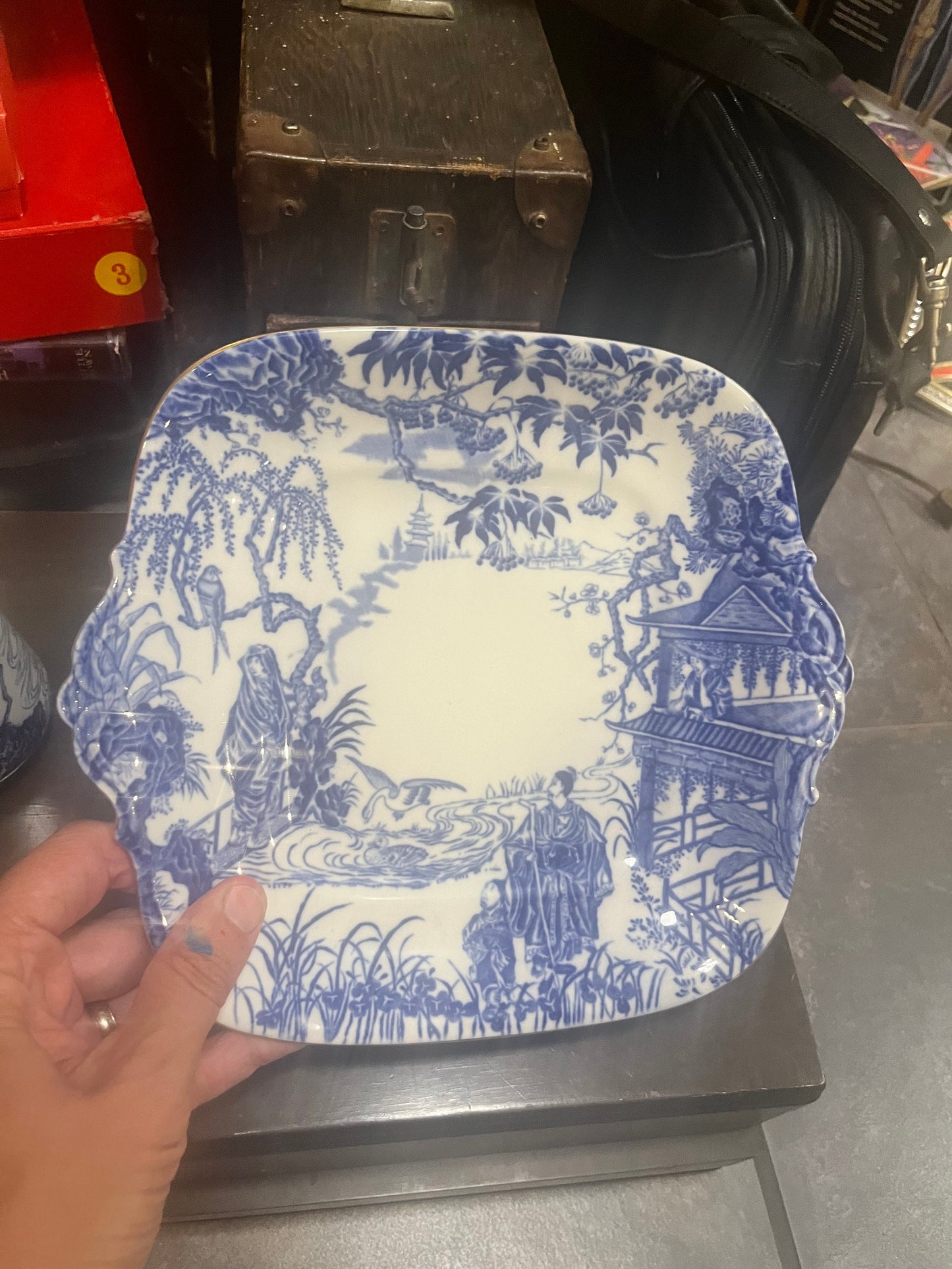 Lovely English Royal Crown Derby 10 inch cake  plate and 7 inch hot water jug  both mint condition  great value