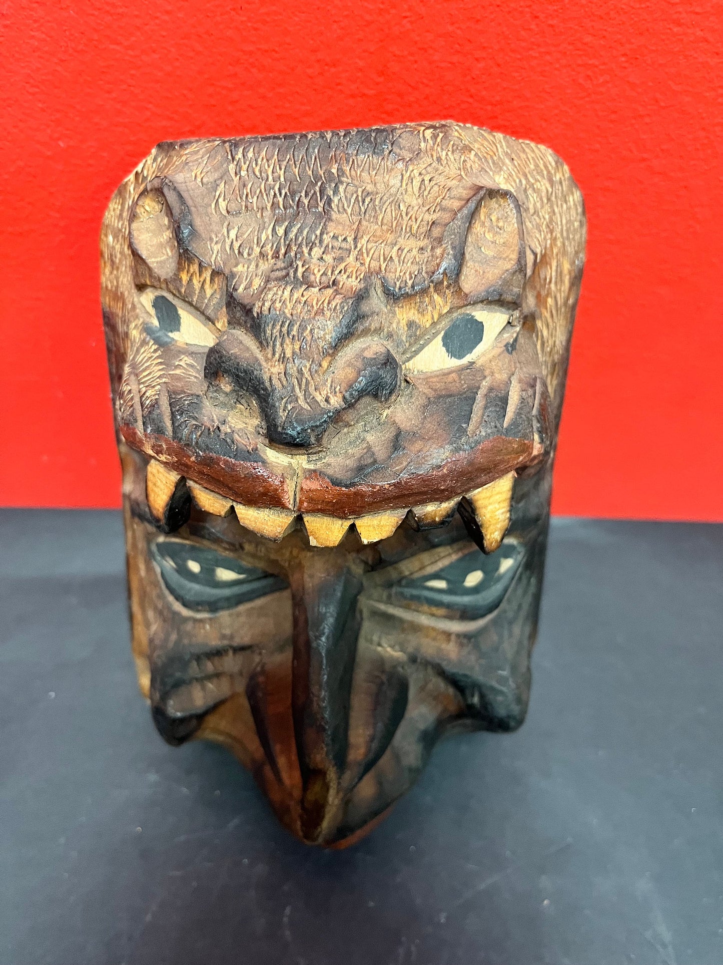 9 1/2 x 6 very cool Central America possibly Guatemalan antique transformation mask   amazing detail and quality  primitive treasure