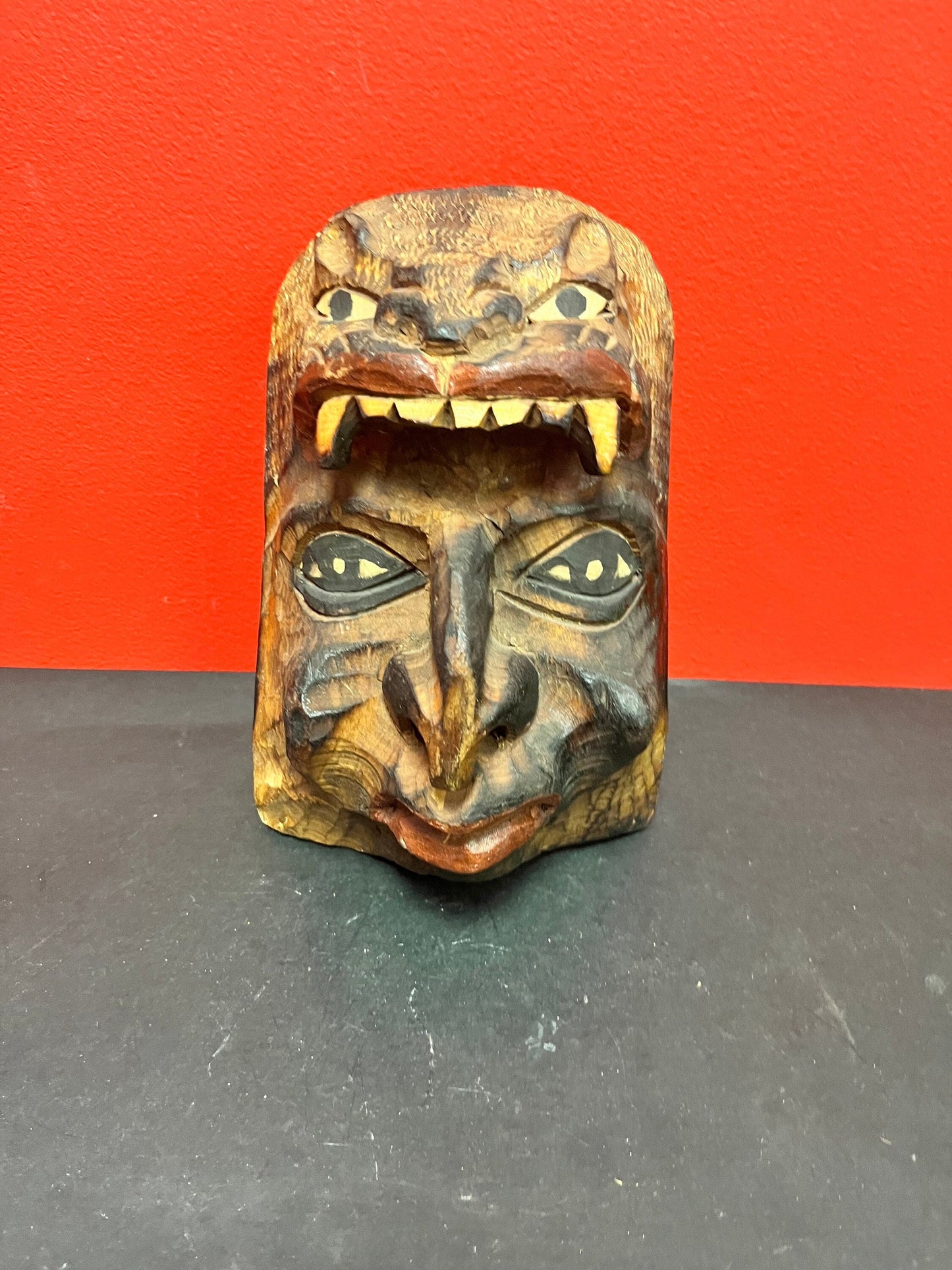 9 1/2 x 6 very cool Central America possibly Guatemalan antique transformation mask   amazing detail and quality  primitive treasure