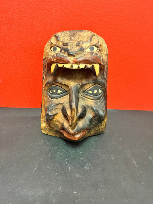 9 1/2 x 6 very cool Central America possibly Guatemalan antique transformation mask   amazing detail and quality  primitive treasure