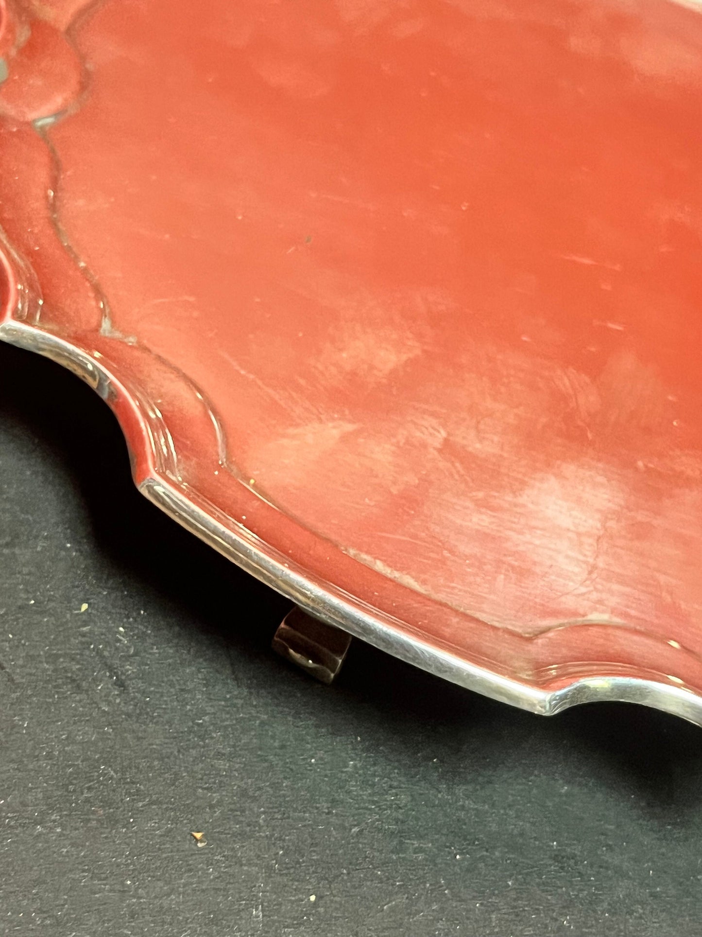 A  Lovely 8 inch English silver plated card tray or salver  nice feet  clean and beautiful and perfect gift