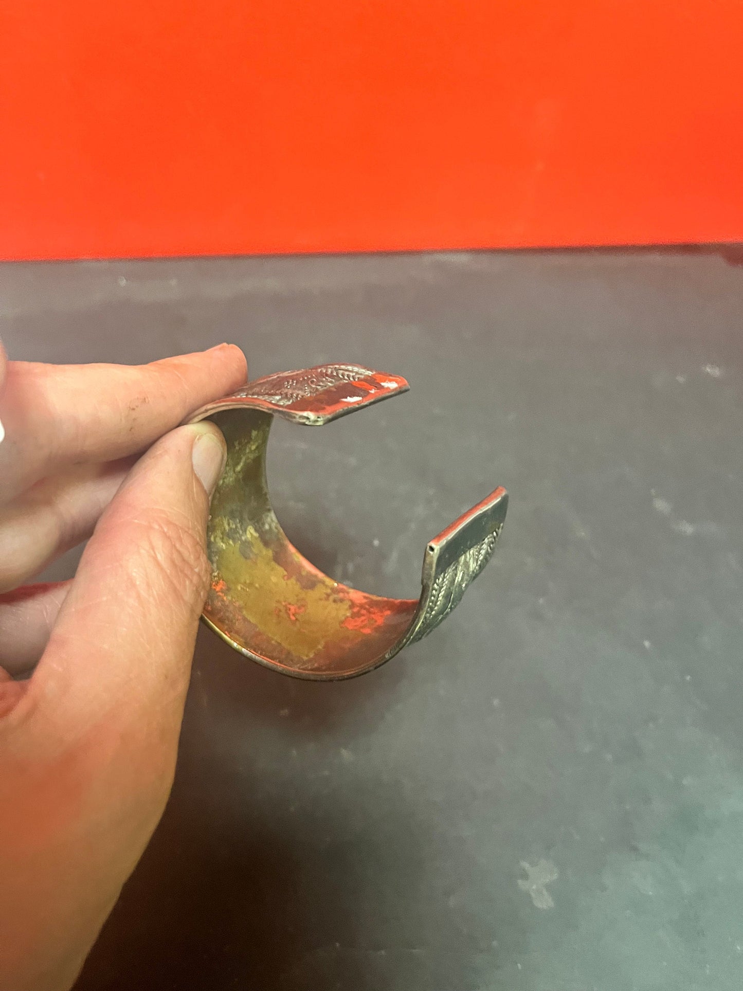 3 inch Persian silver plated cuff  bracelet with elephants