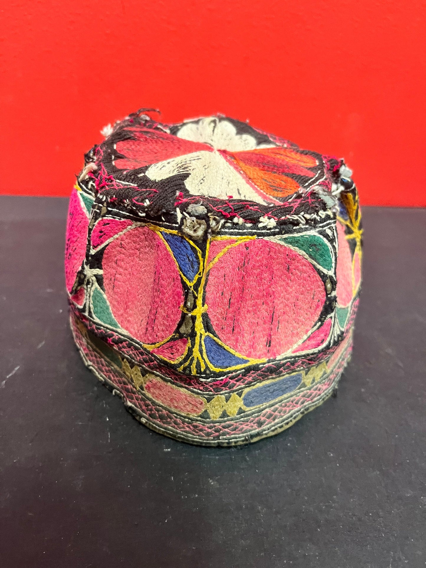 A Fabulous antique Nepalese 7 inch woven fez hat  fits Small to med! Wonderful condition and belongs in a museum - wow