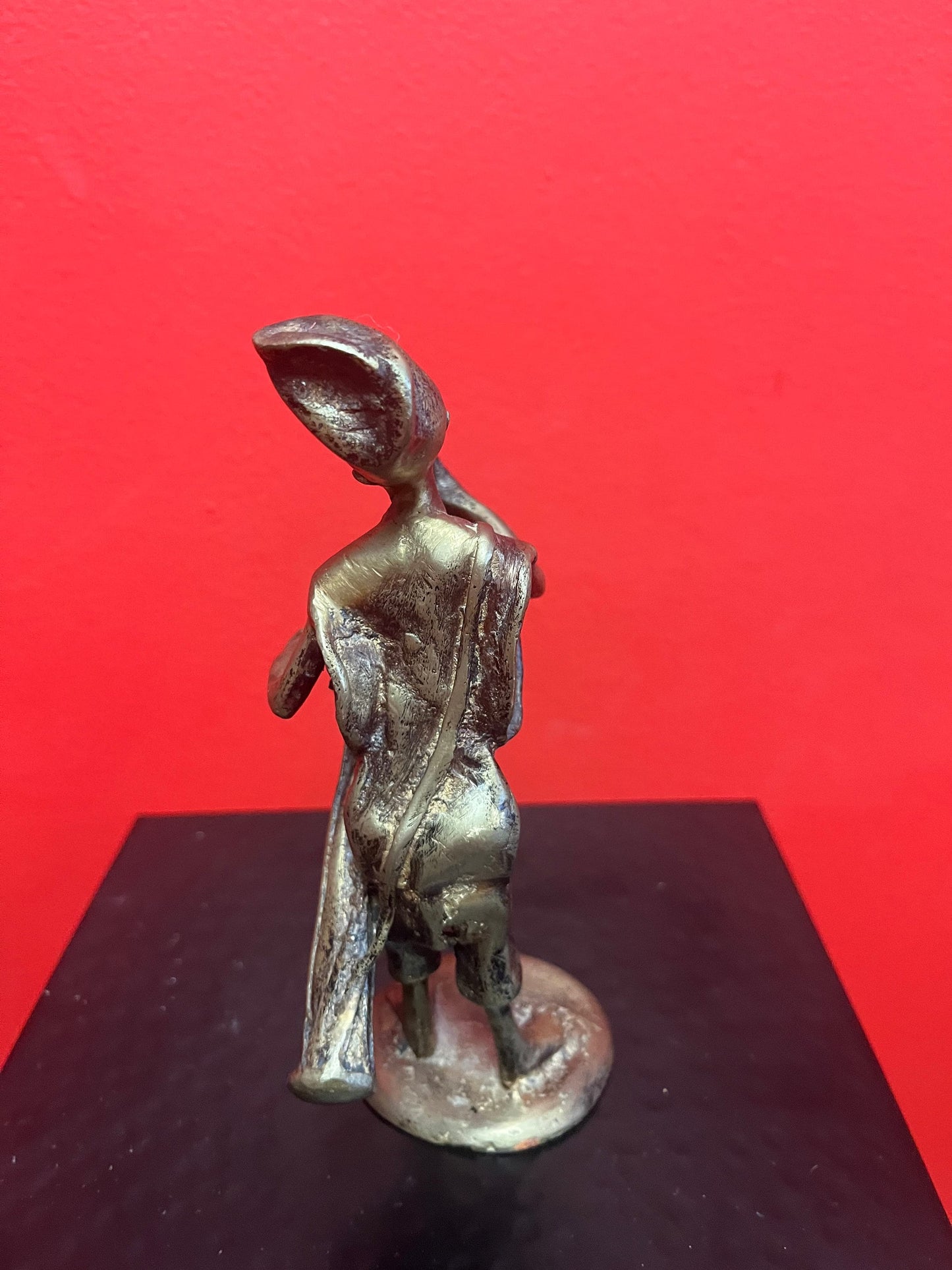 7 inch tall African bronze Ashanti musical statue  great patina and value