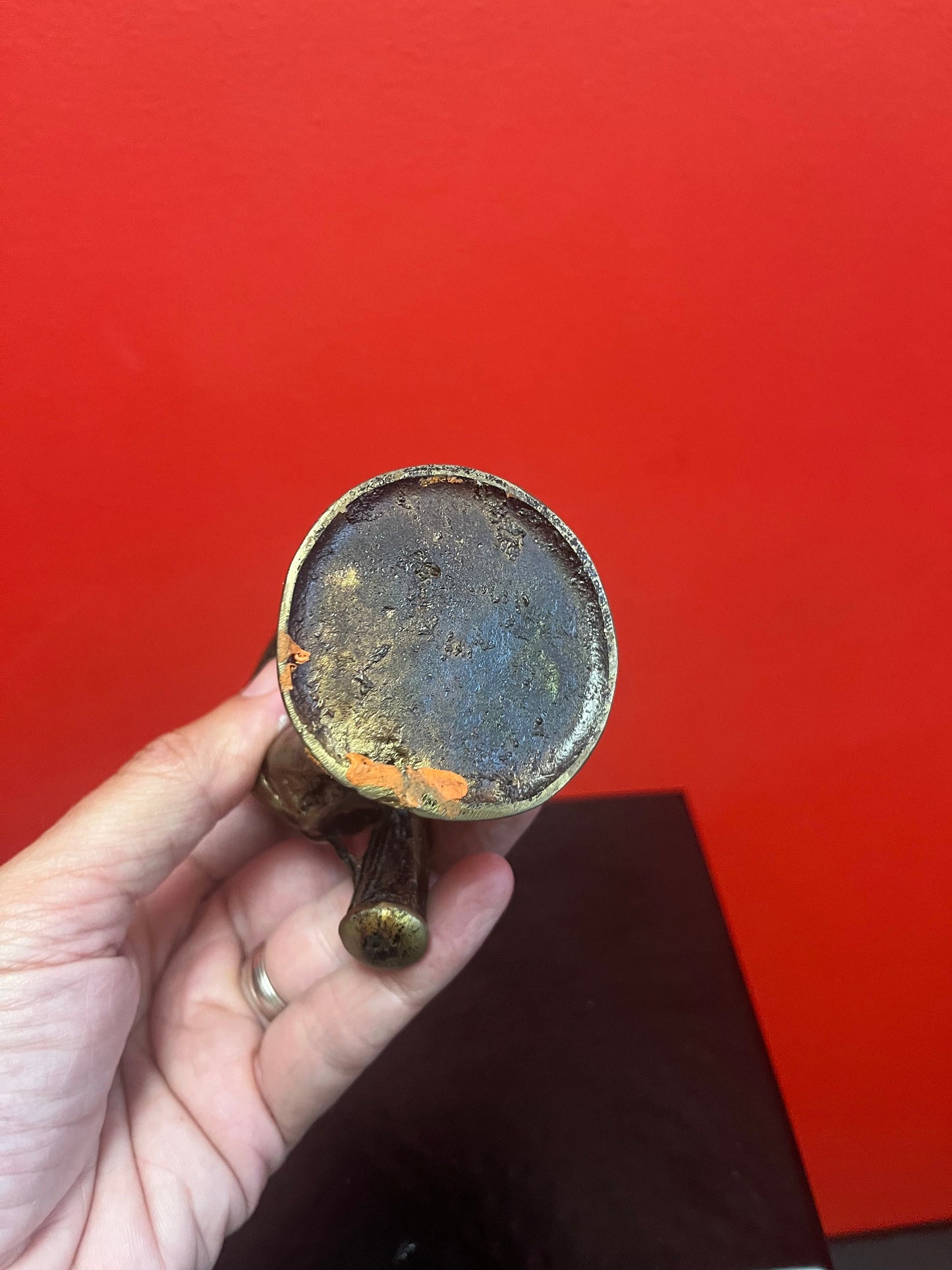 7 inch tall African bronze Ashanti musical statue  great patina and value