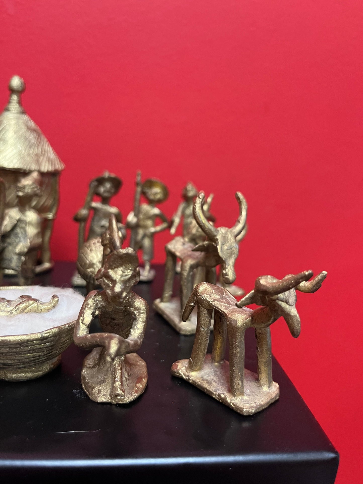Very cool  15 piece African Benin bronze nativity set  amazing Christmas gift  wow