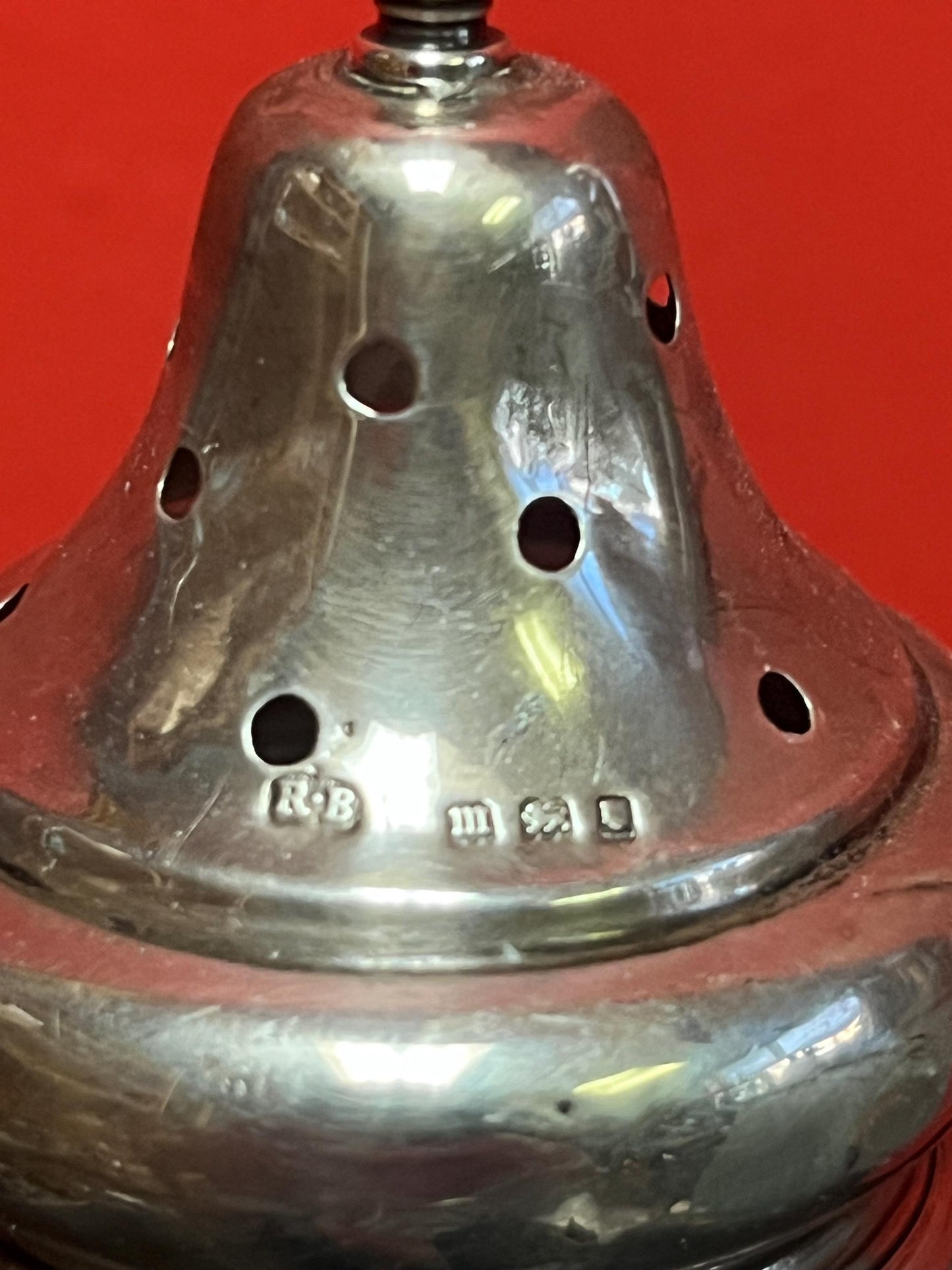 Lovely English sterling topped crystal sugar shaker   Good Hallmarks and sits 6 inches  inches high  Lovely piece