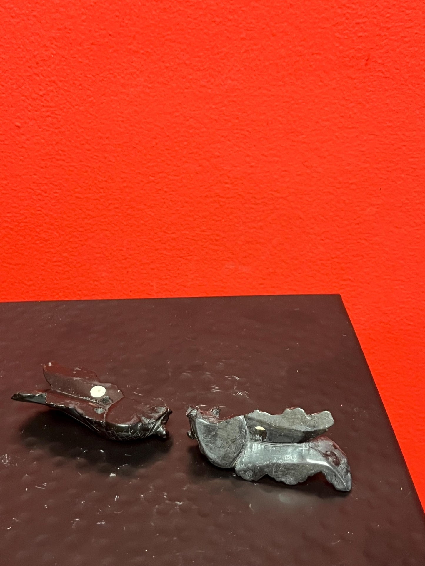 Pair of lovely 3 inch long Chinese stone carved Koi fish  Beautiful quality and great value