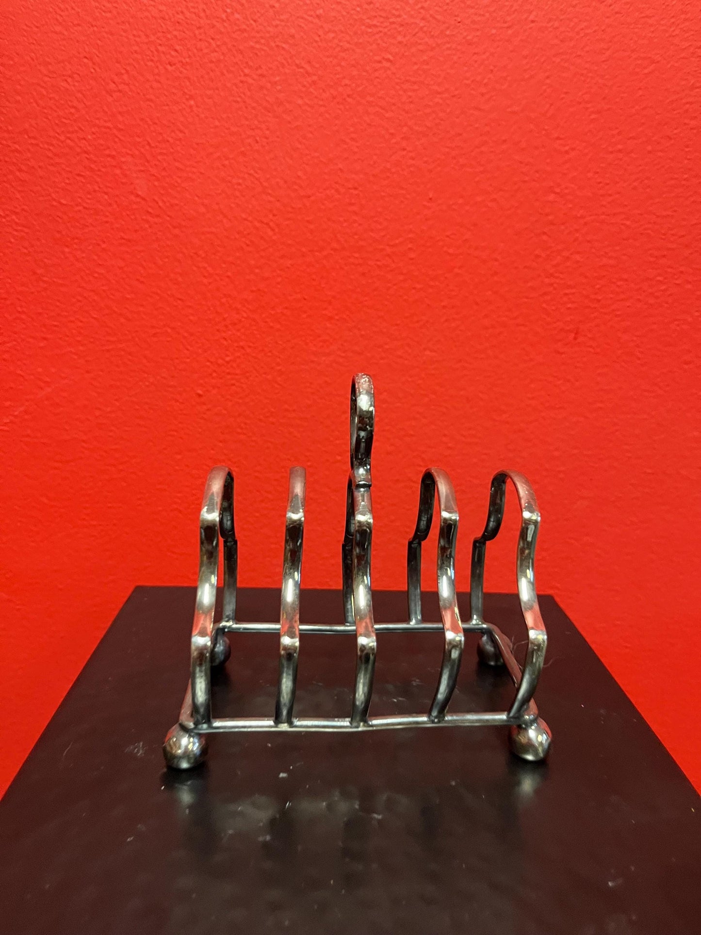 4 x 5 high English silver plated toast or  letter rack  could use polish