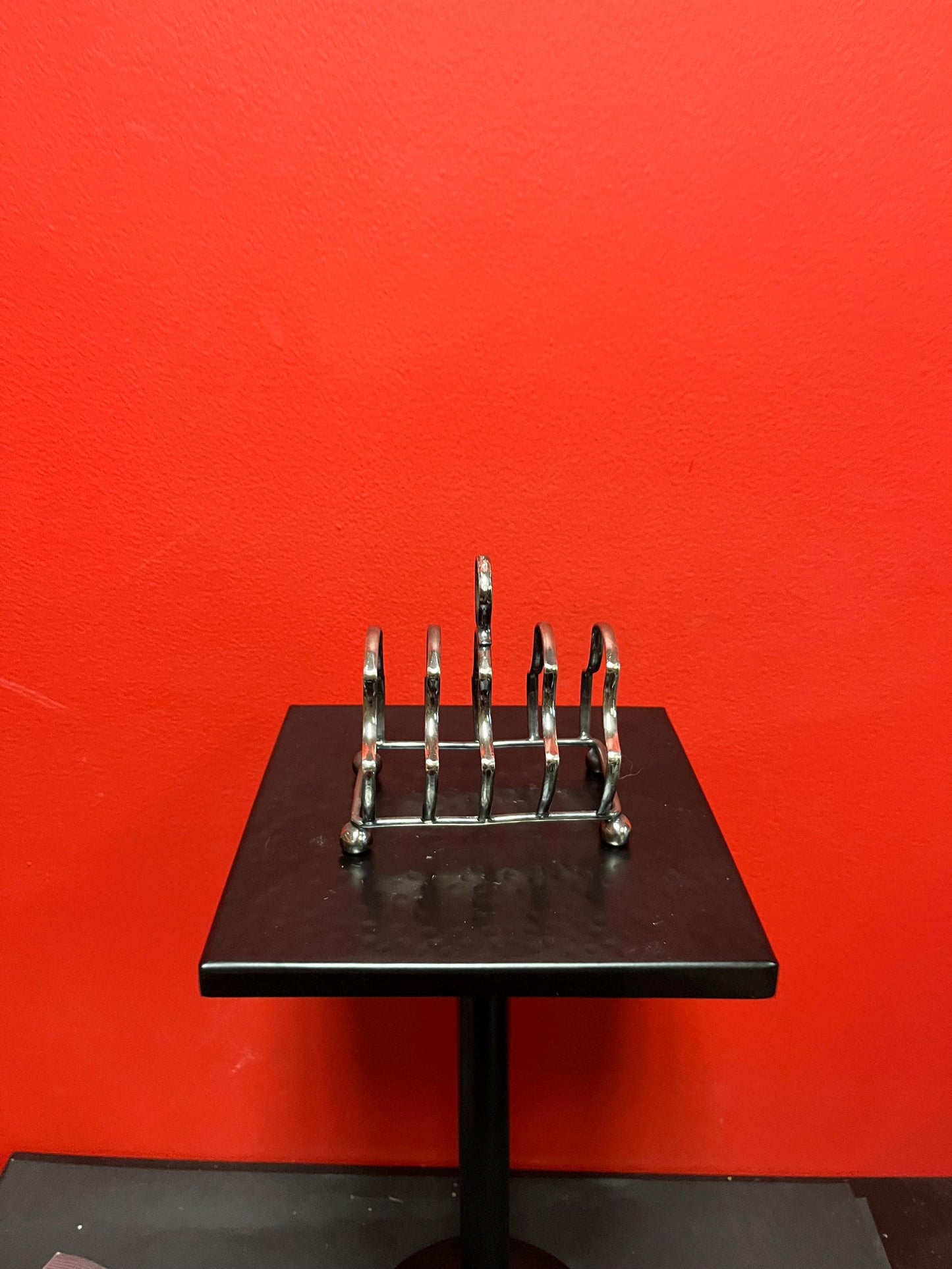 4 x 5 high English silver plated toast or  letter rack  could use polish