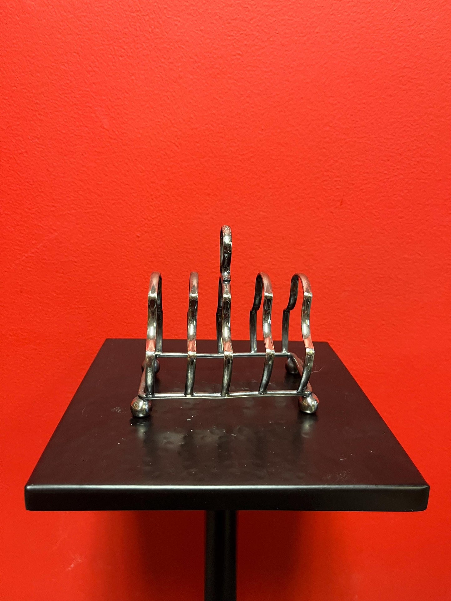 4 x 5 high English silver plated toast or  letter rack  could use polish