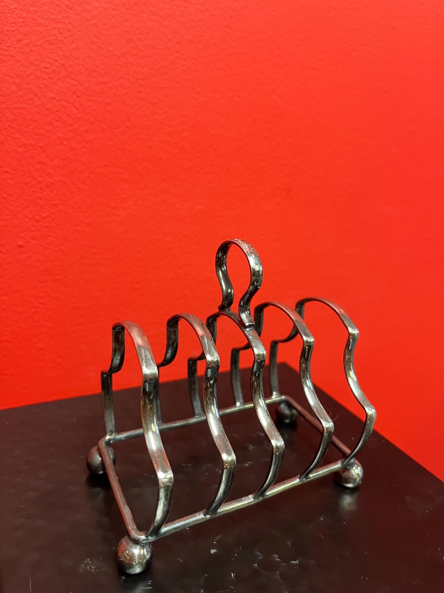 4 x 5 high English silver plated toast or  letter rack  could use polish