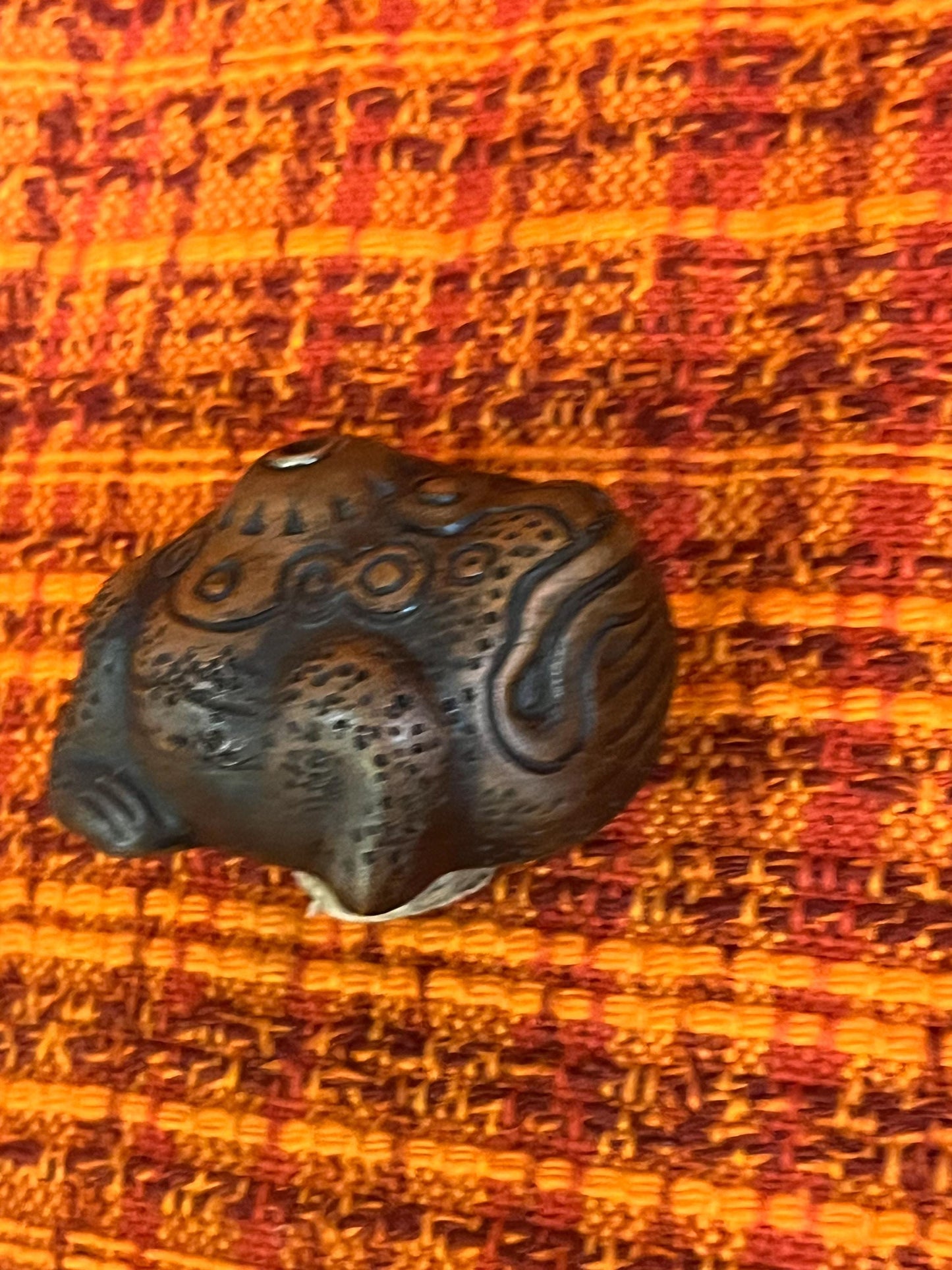 Stunning Japanese  signed pottery frog stopper 3 inches wide and 1 inch for actual stopper hole  so cool