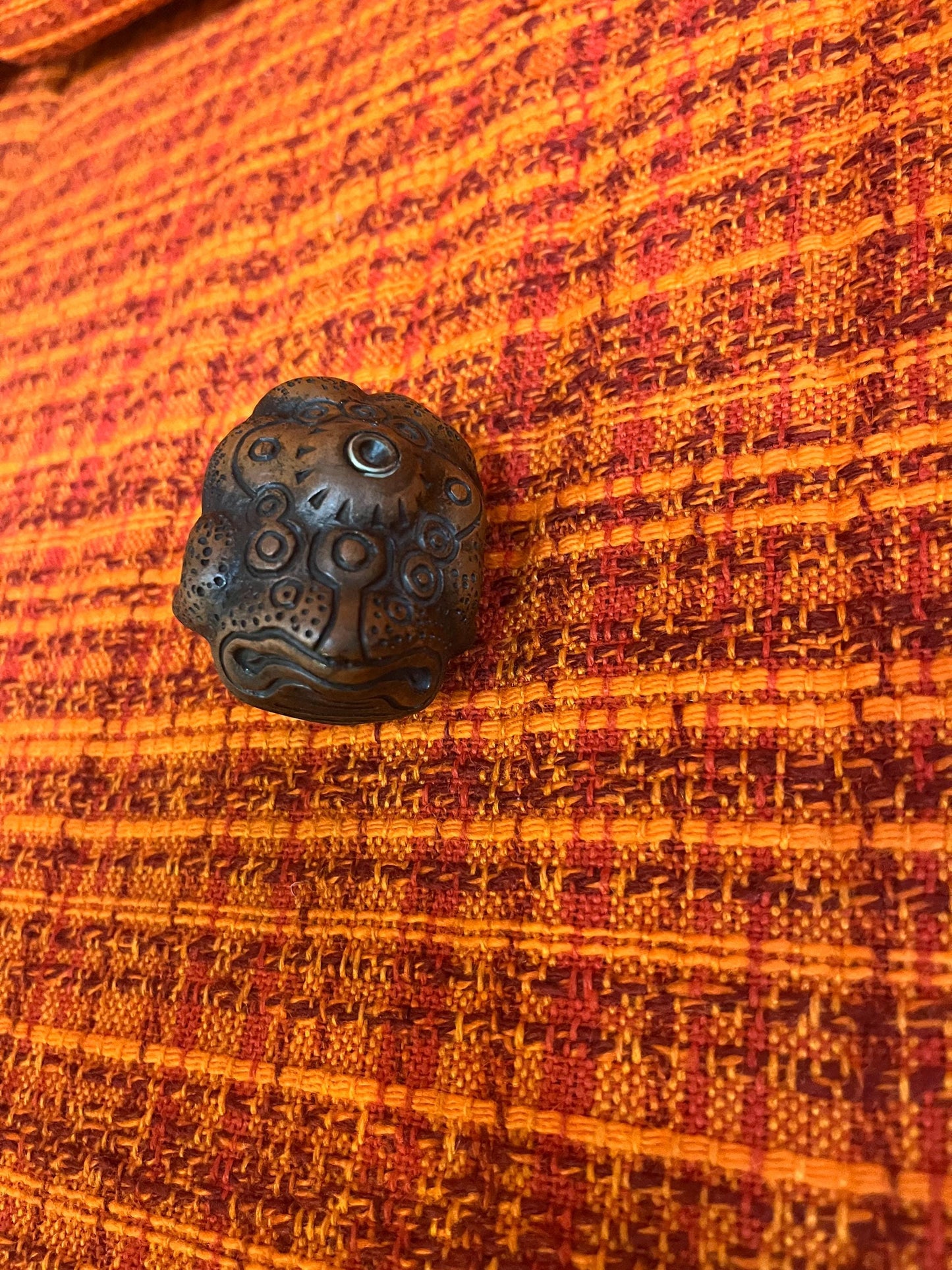 Stunning Japanese  signed pottery frog stopper 3 inches wide and 1 inch for actual stopper hole  so cool