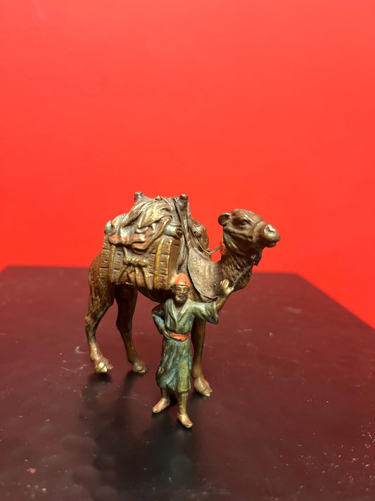 Stunning authentic antique Franz Bergman bronze statue of an Arabic man with camel  wonderful condition and patina - wow