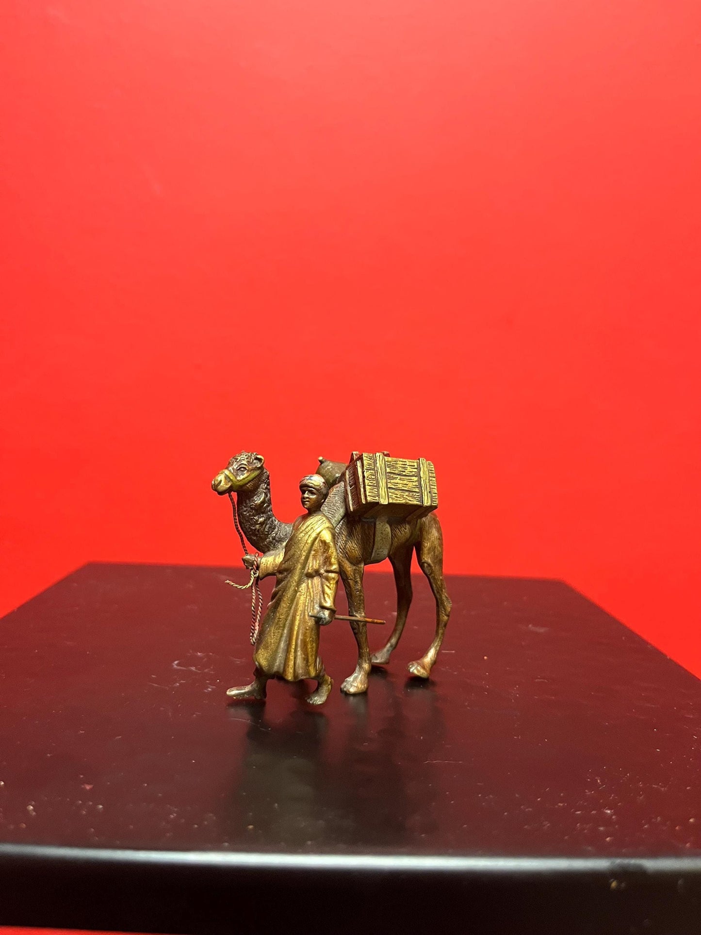 Stunning authentic antique Franz Bergman bronze statue of an Arabic man with camel  wonderful condition and patina - wow