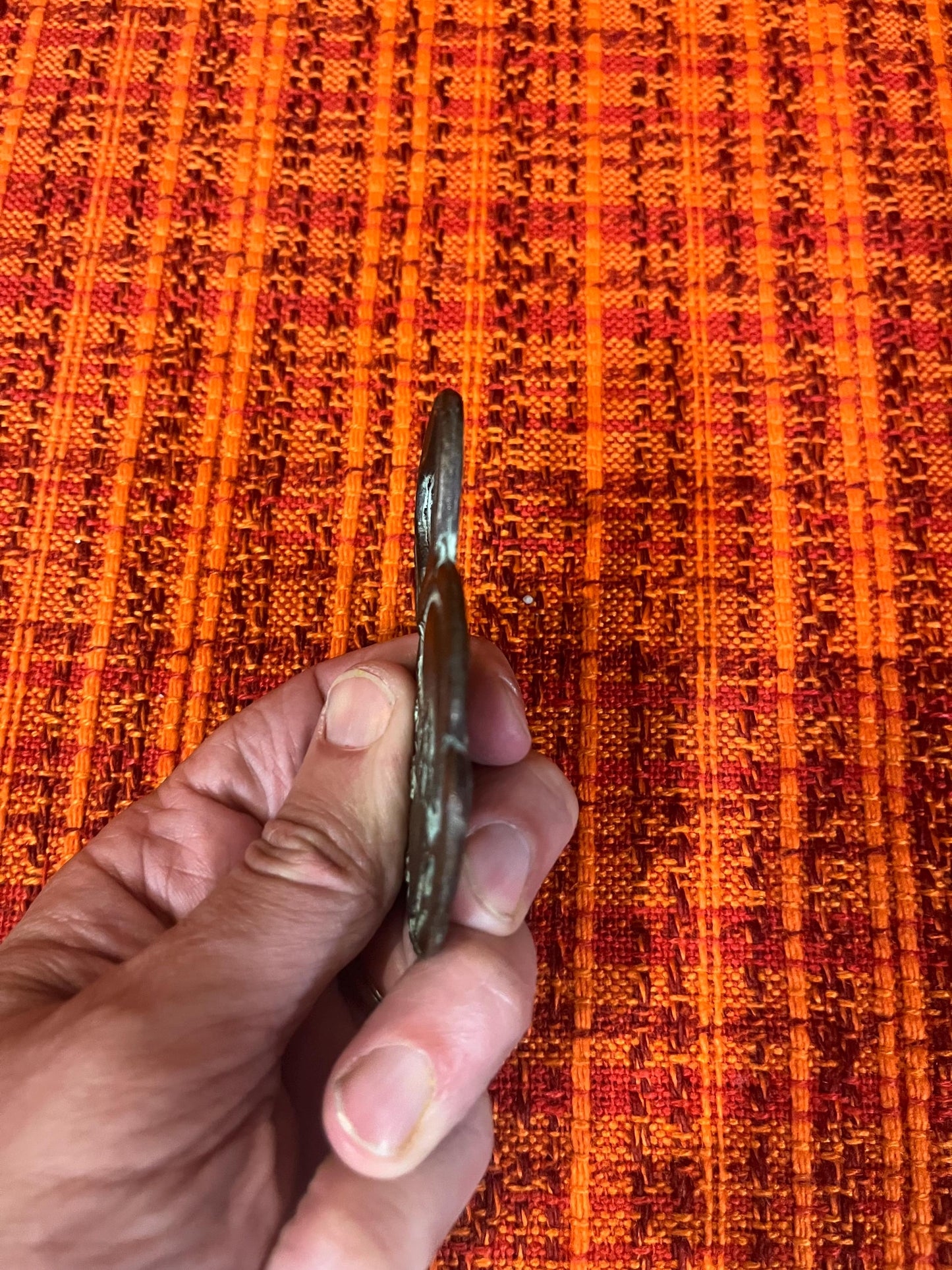 Cool old Roman 3 inch bronze bottle opener  owl and Roman head  great patina