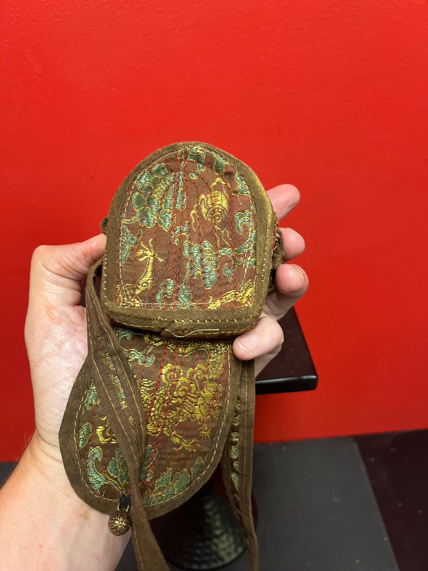 Antique 4 inch silver Tibetan travel icon with original pouch   unbelievably cool and great quality and condition - wow