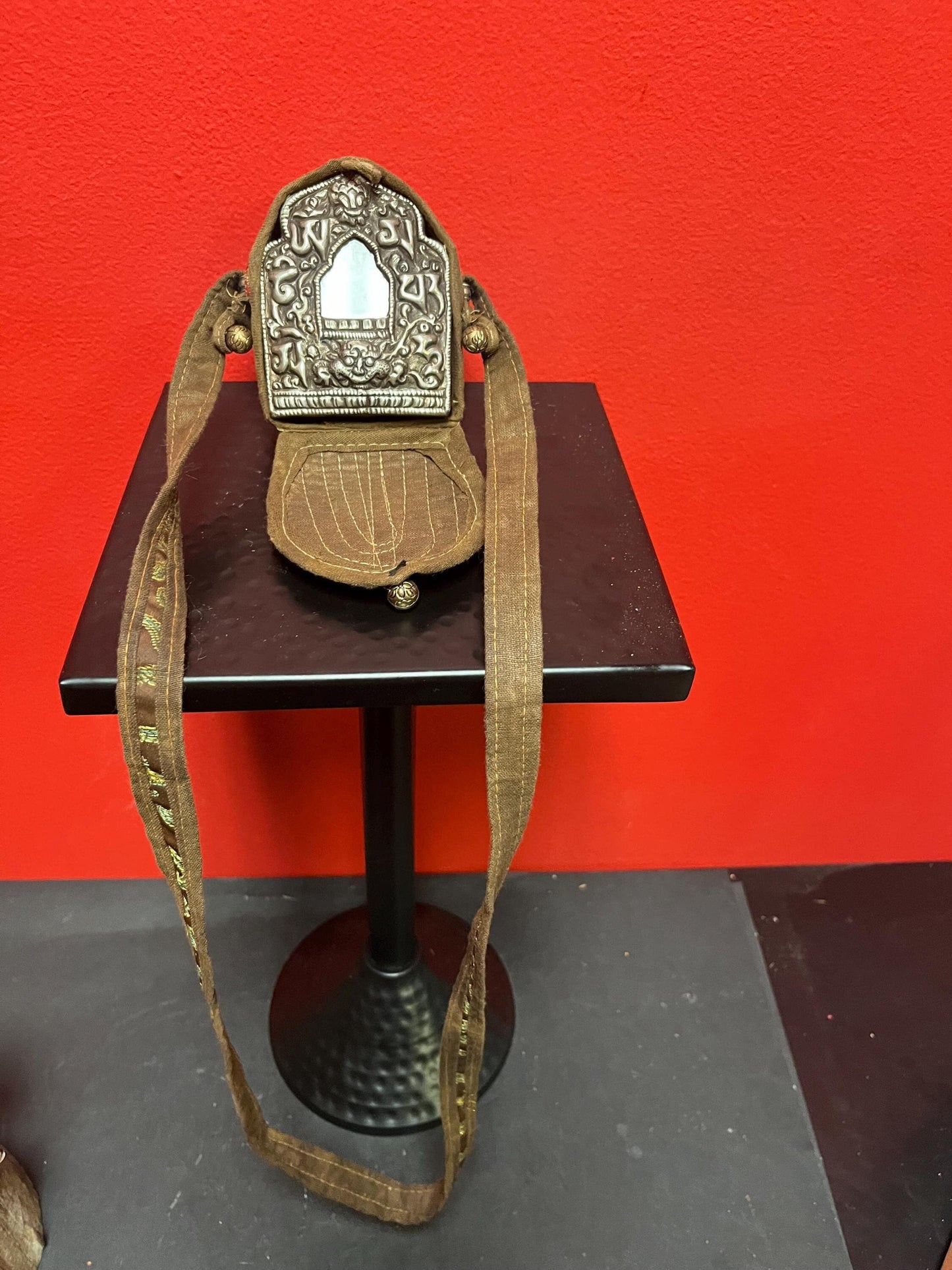 Antique 4 inch silver Tibetan travel icon with original pouch   unbelievably cool and great quality and condition - wow