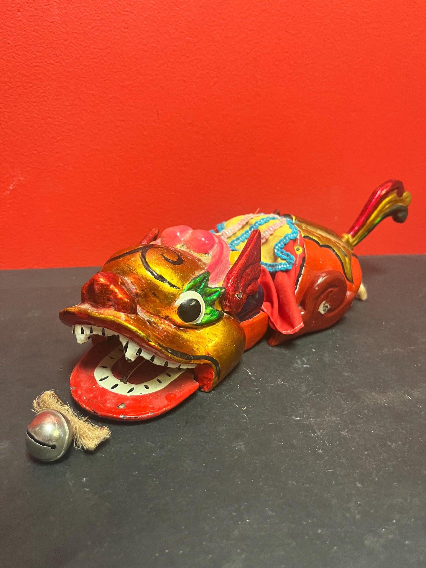 Super cool 14 inch long antique Chinese wooden puppet   good condition and very unique