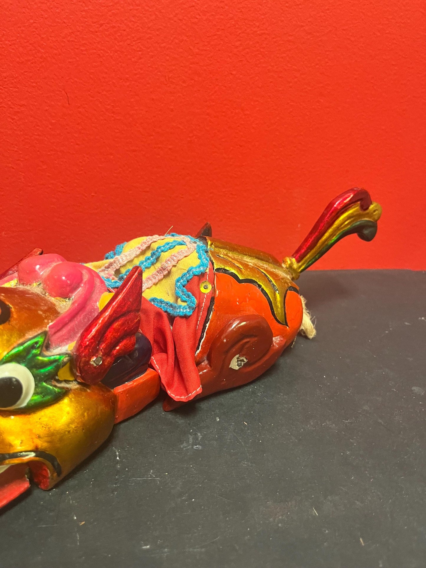 Super cool 14 inch long antique Chinese wooden puppet   good condition and very unique