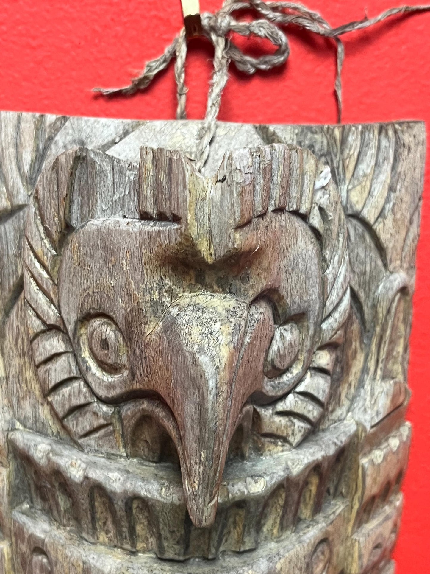 9 x 7“ wide wooden old Aztec mask  great patina  good value