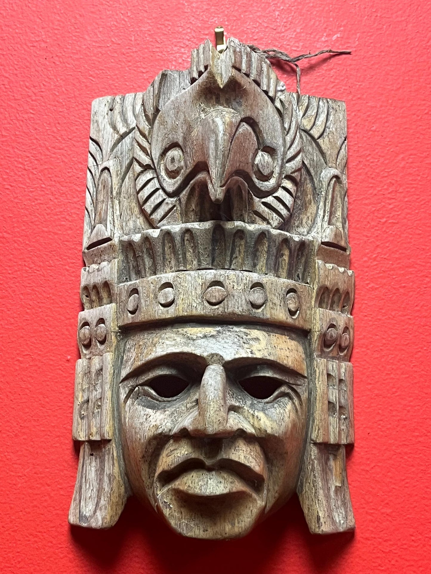 9 x 7“ wide wooden old Aztec mask  great patina  good value