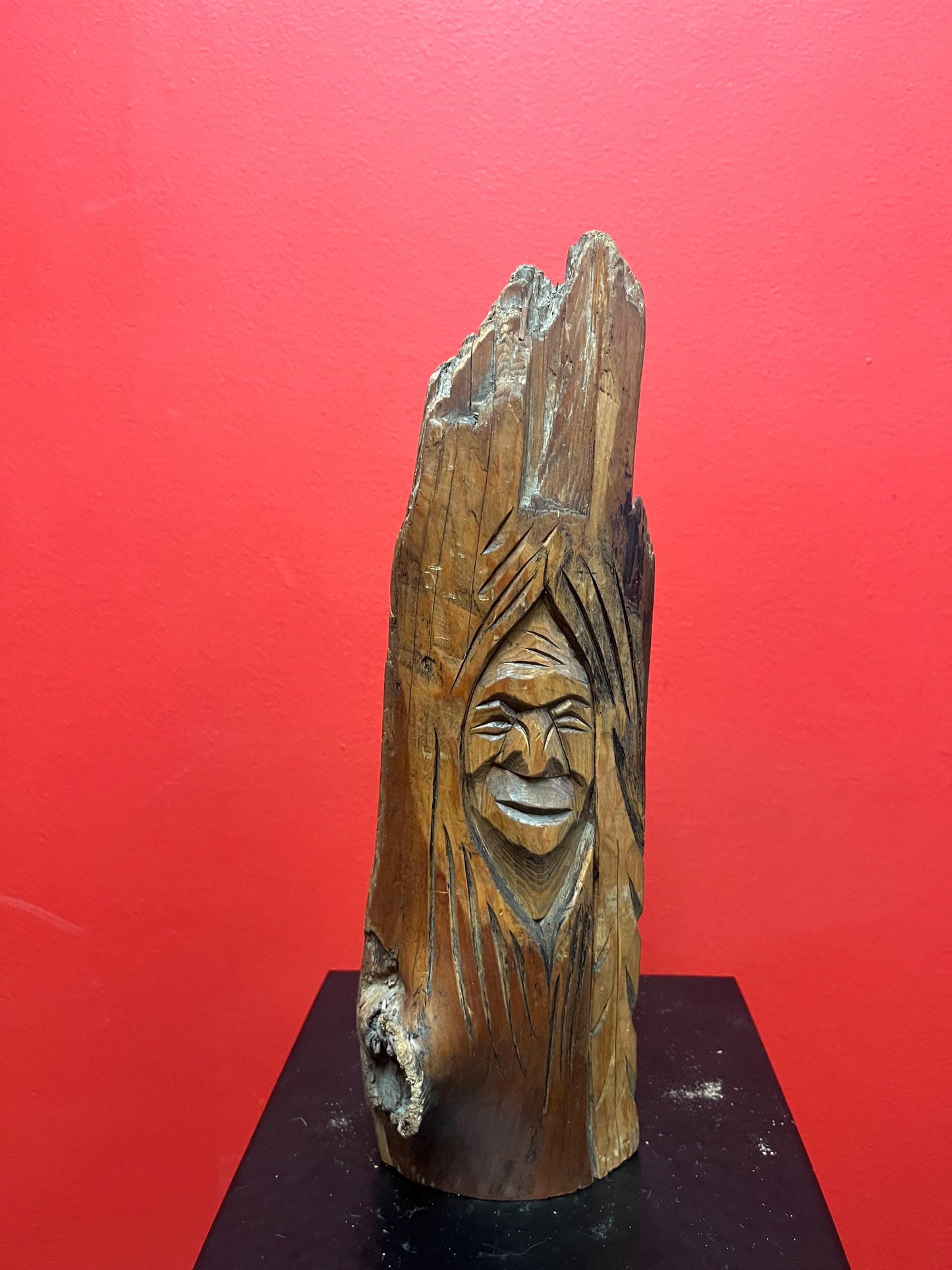 11 inch tall indigenous first nations Pacific Northwest Coast live Edge wood statue of a chief  attributed to WANIK GARRISON Great value