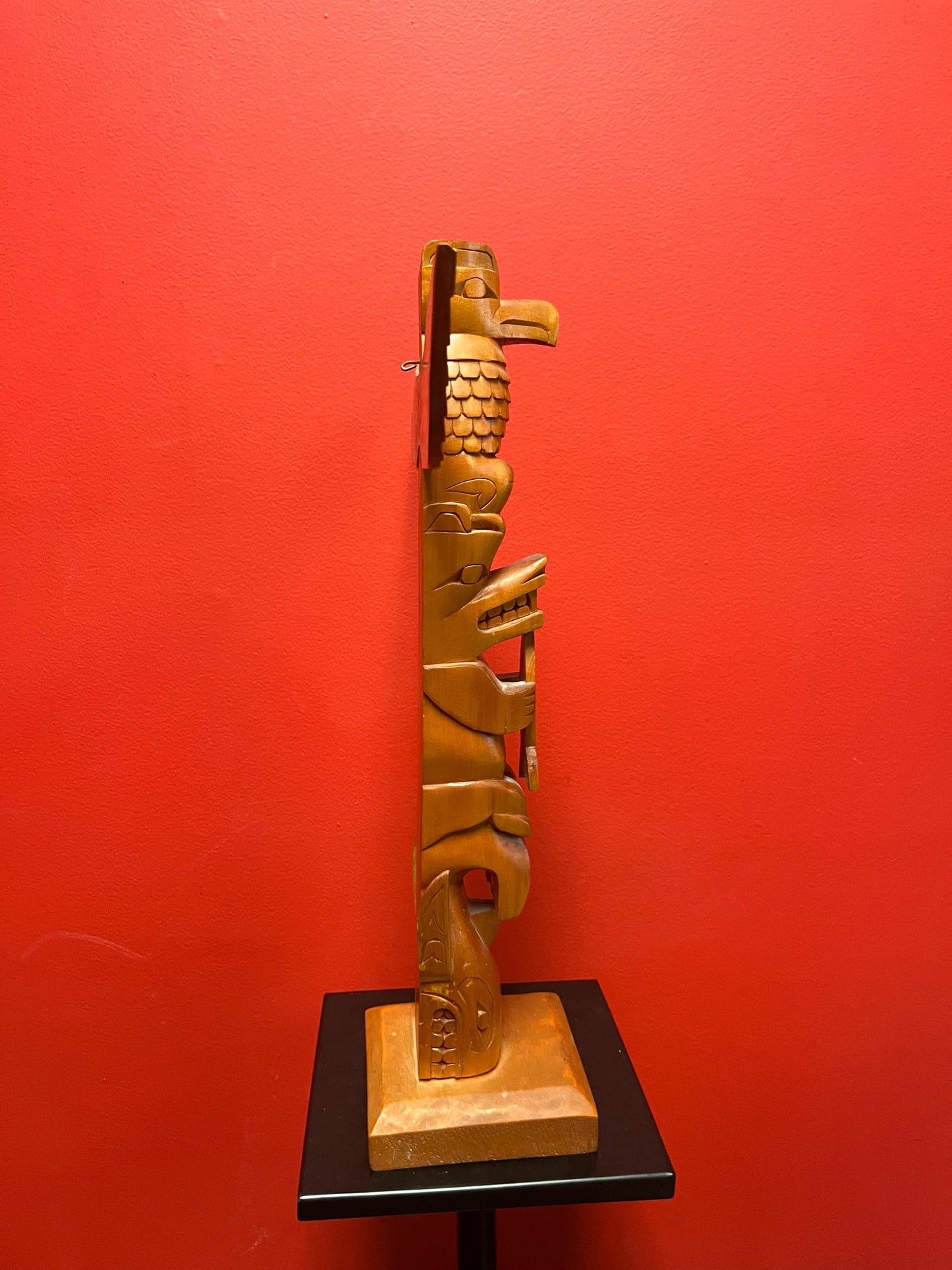 18 x 13 wide signed indigenous first nations Pacific northwest Coast transformation totem pole  cedar beauty  great value