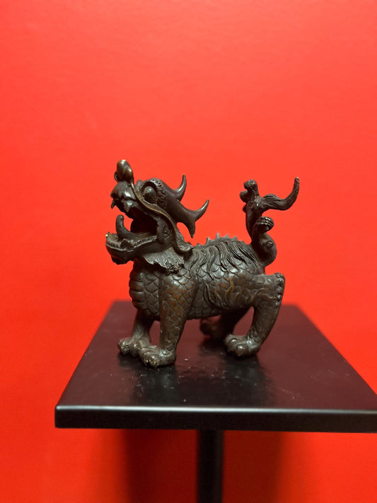 Very cool 5 x 5 high antique Chinese pottery dragon statue with amazing detail