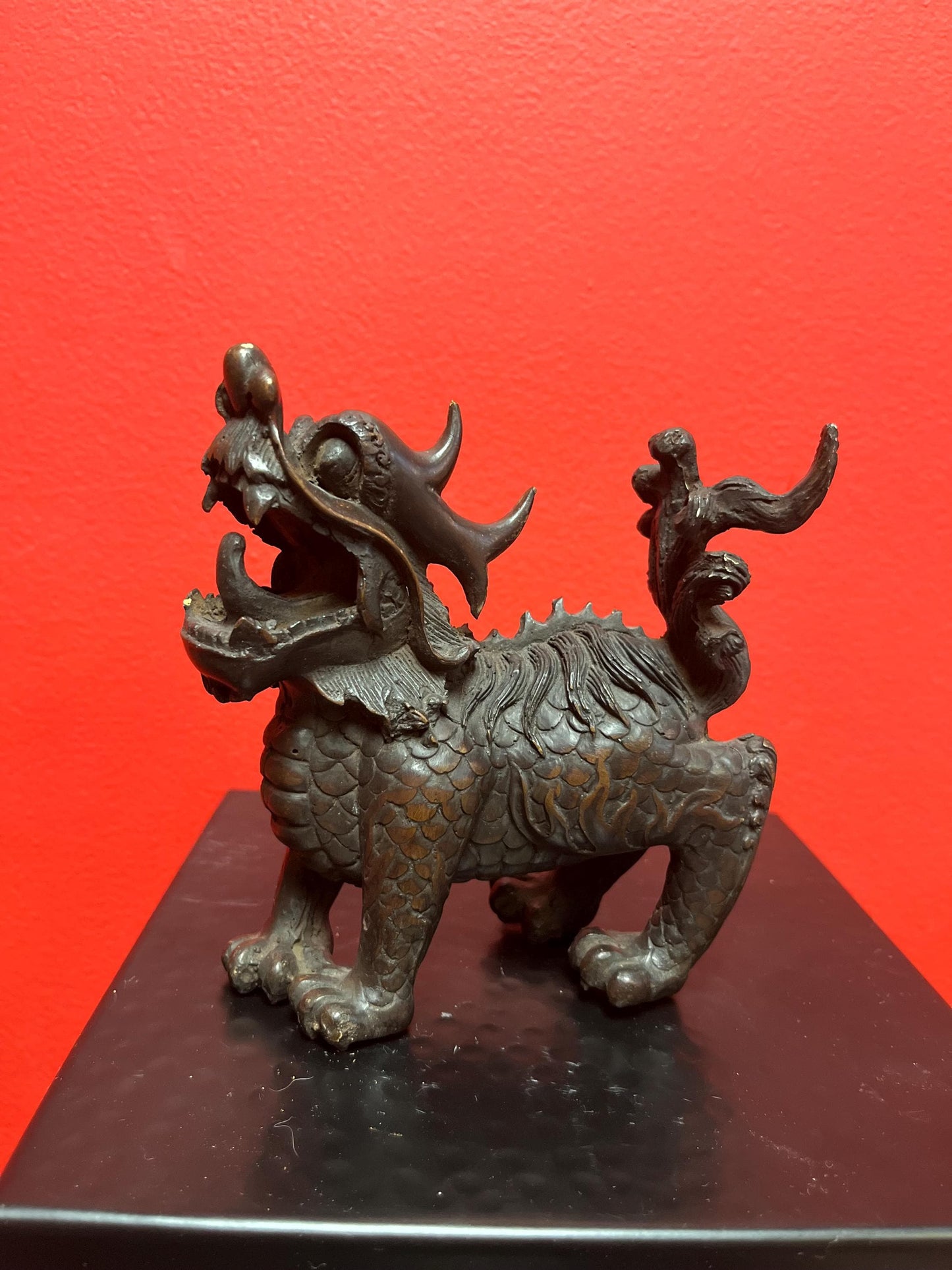 Very cool 5 x 5 high antique Chinese pottery dragon statue with amazing detail