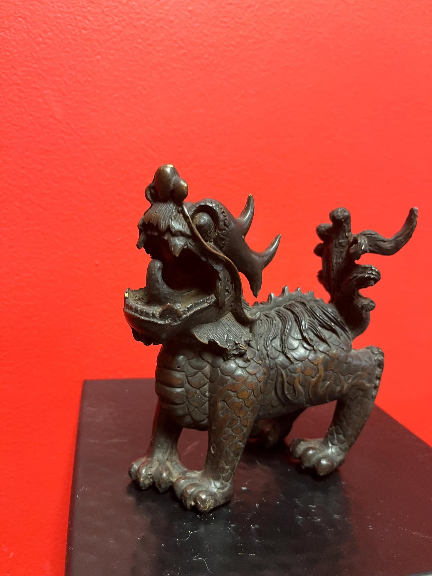 Very cool 5 x 5 high antique Chinese pottery dragon statue with amazing detail