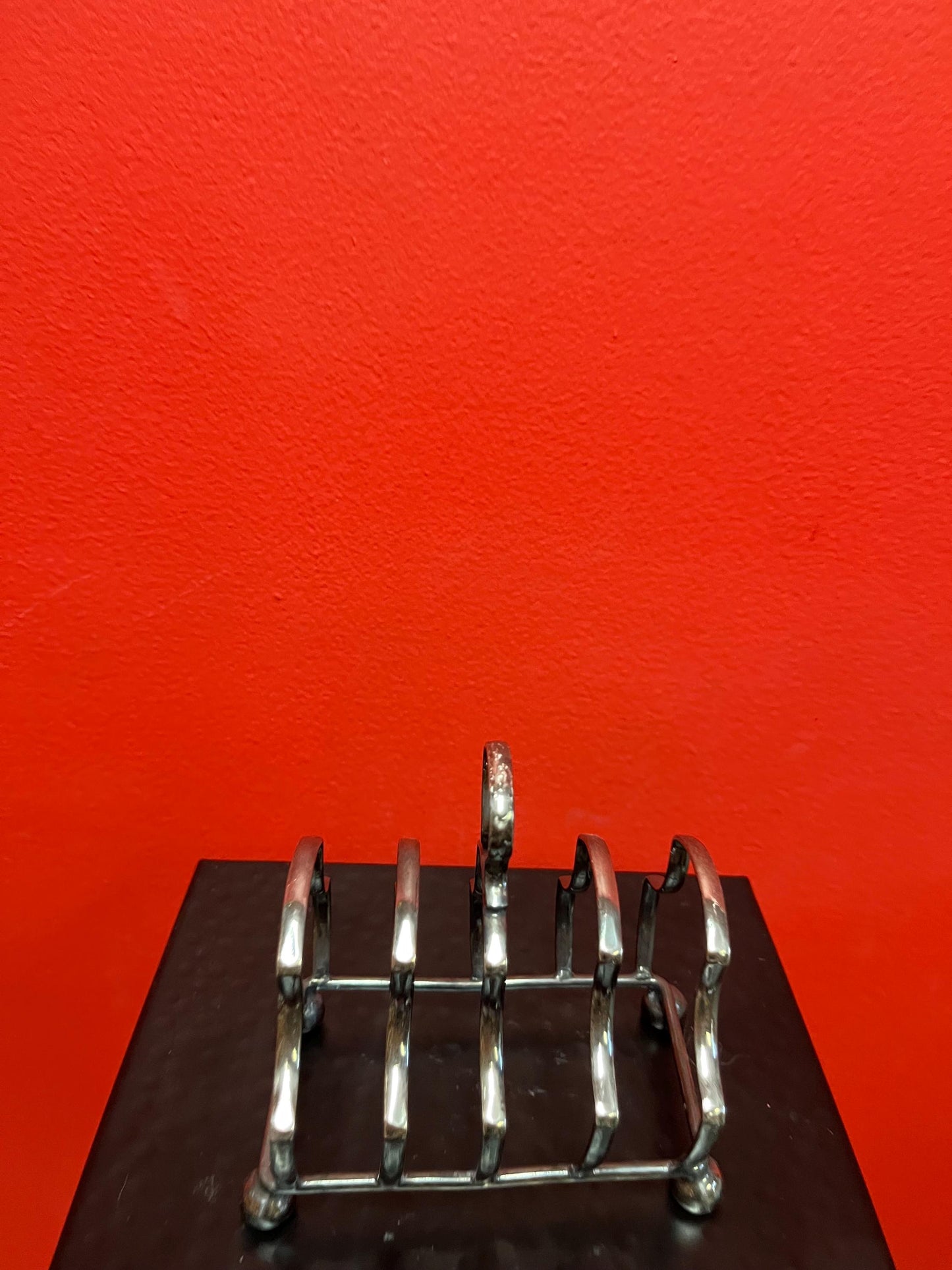 4 x 5 high English silver plated toast or  letter rack  could use polish