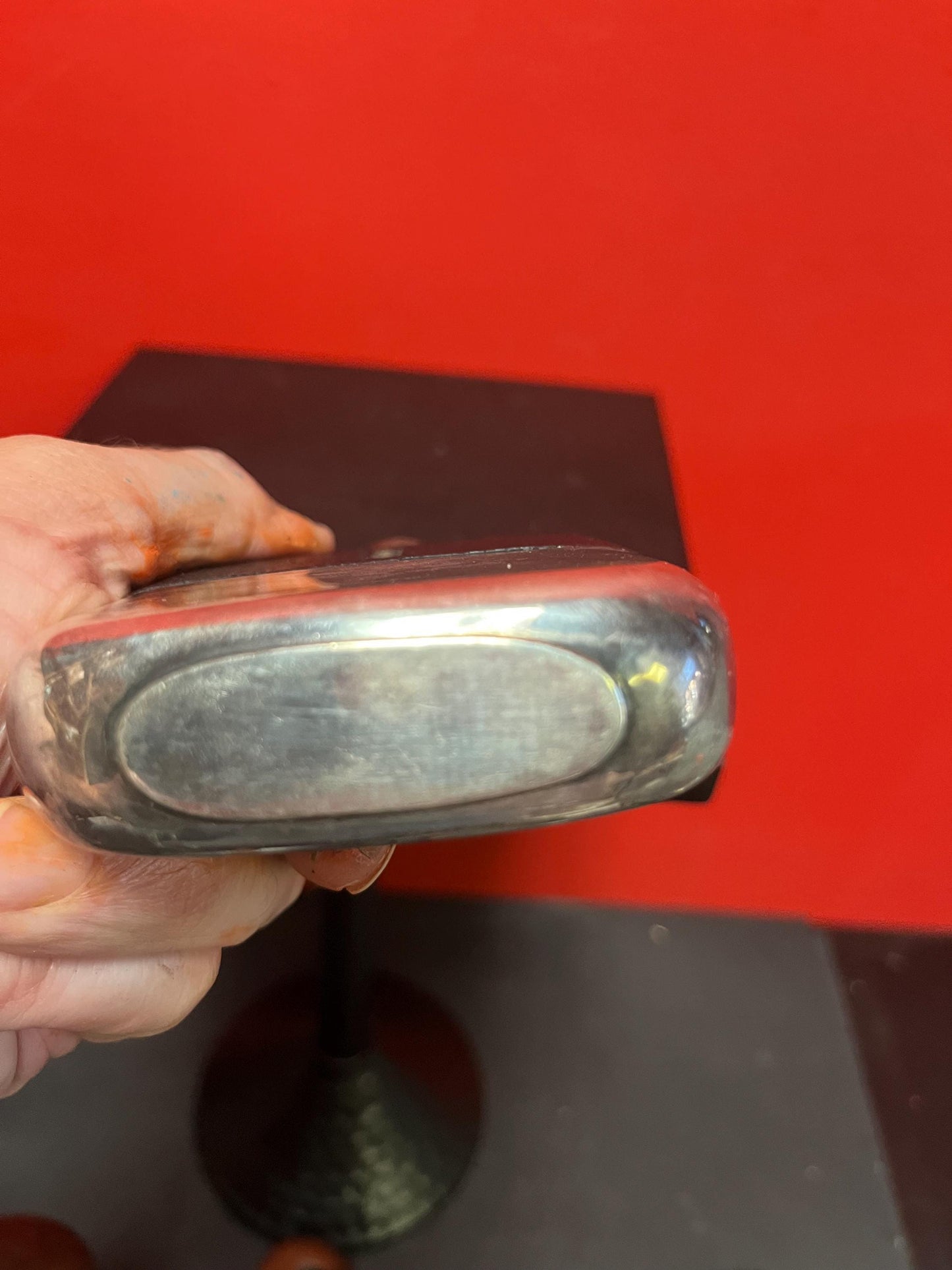 Handsome  5 inch tall leather and silver plated and glass antique English flask  good condition  needs a polish and great gift