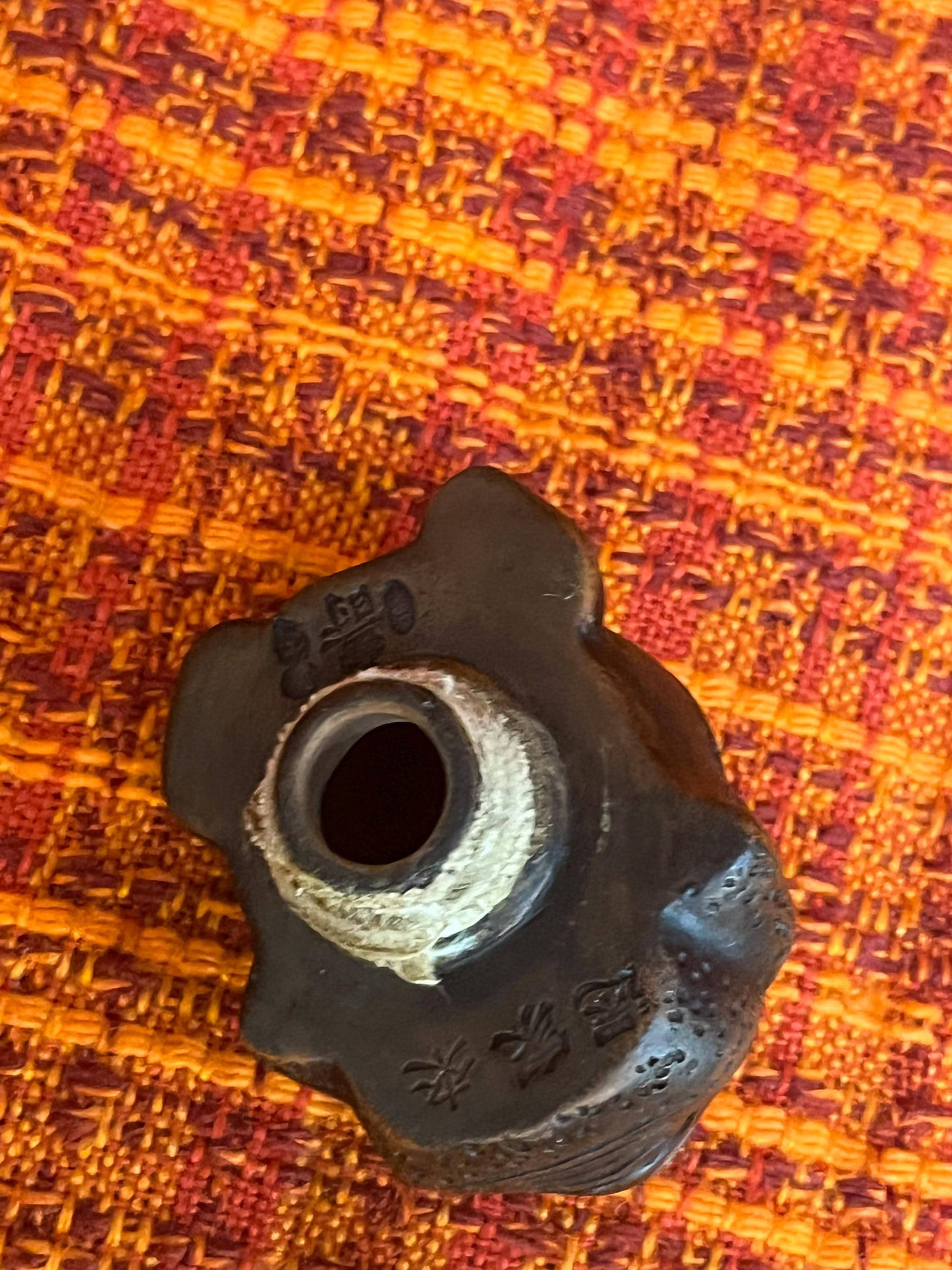 Stunning Japanese  signed pottery frog stopper 3 inches wide and 1 inch for actual stopper hole  so cool