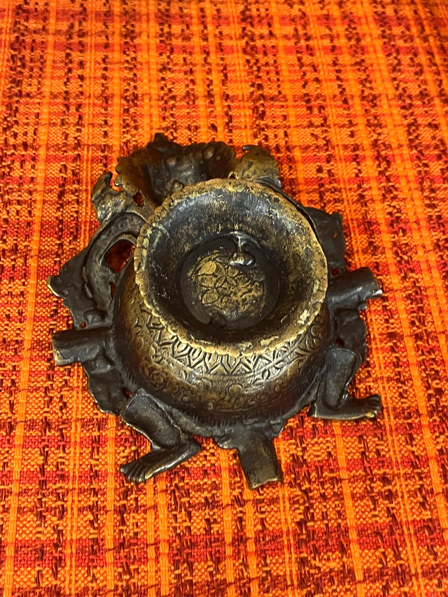 Stunning rare 8 x 3 high antique Tibetan tribal ashtray  stunning patina  wow