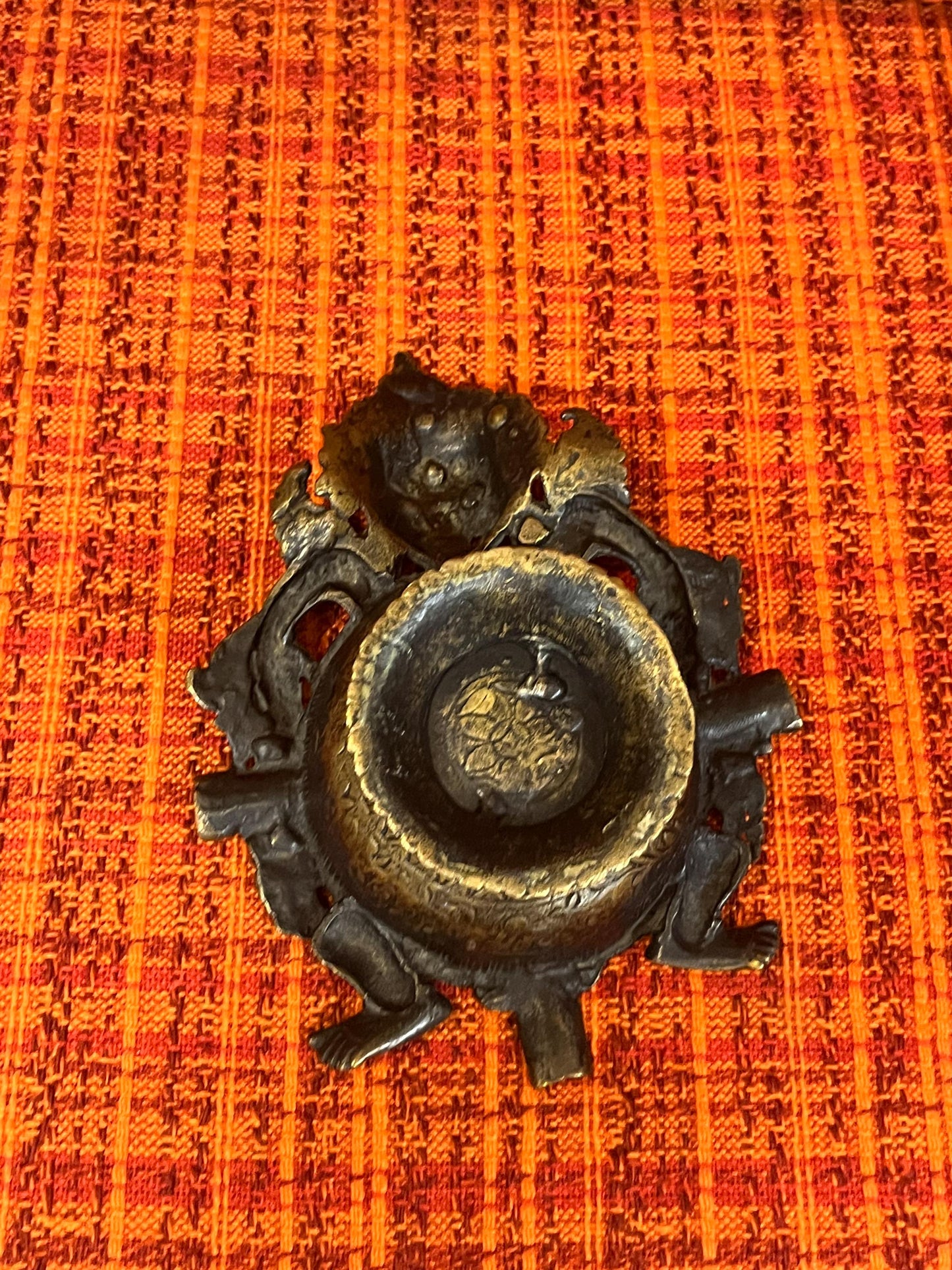 Stunning rare 8 x 3 high antique Tibetan tribal ashtray  stunning patina  wow