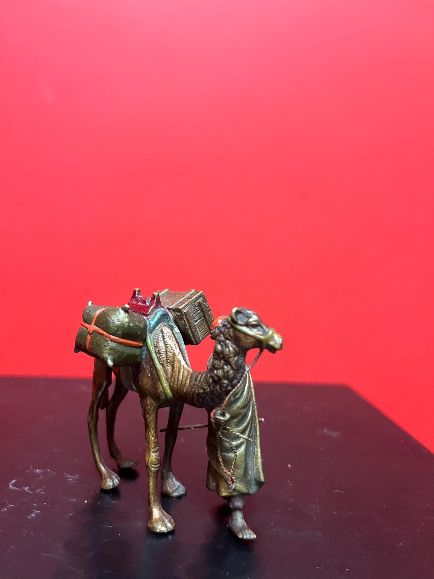 Stunning authentic antique Franz Bergman bronze statue of an Arabic man with camel  wonderful condition and patina - wow