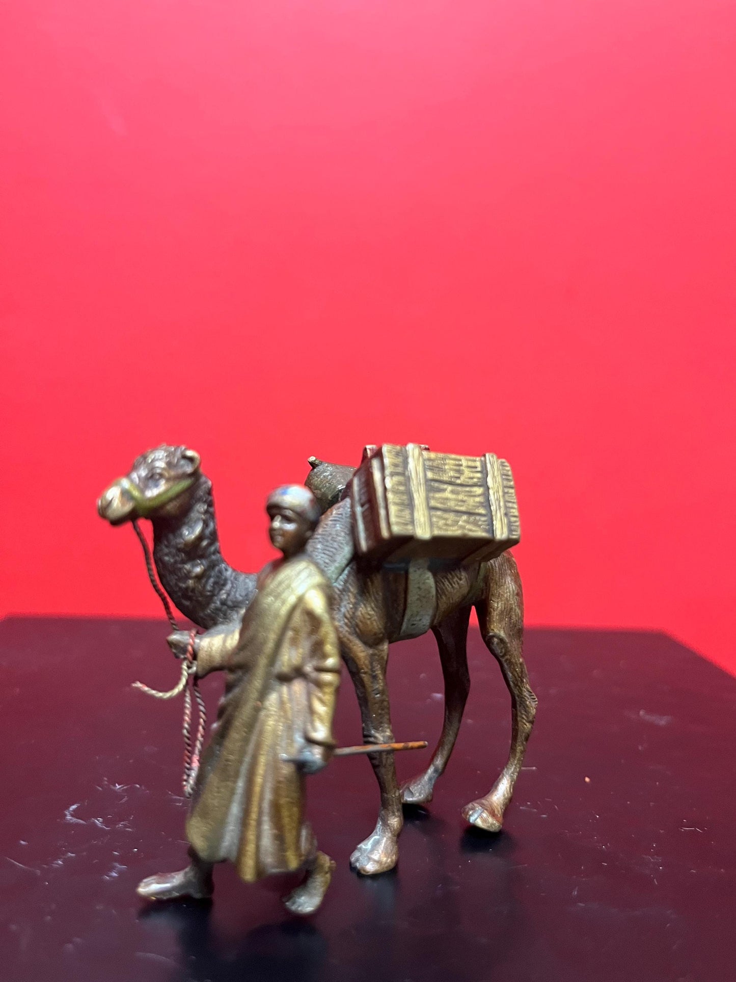 Stunning authentic antique Franz Bergman bronze statue of an Arabic man with camel  wonderful condition and patina - wow