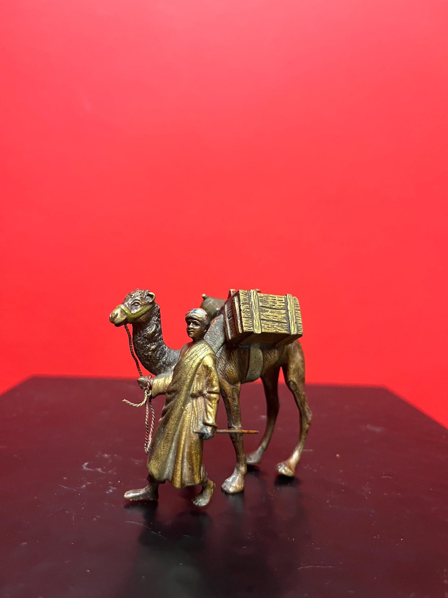 Stunning authentic antique Franz Bergman bronze statue of an Arabic man with camel  wonderful condition and patina - wow